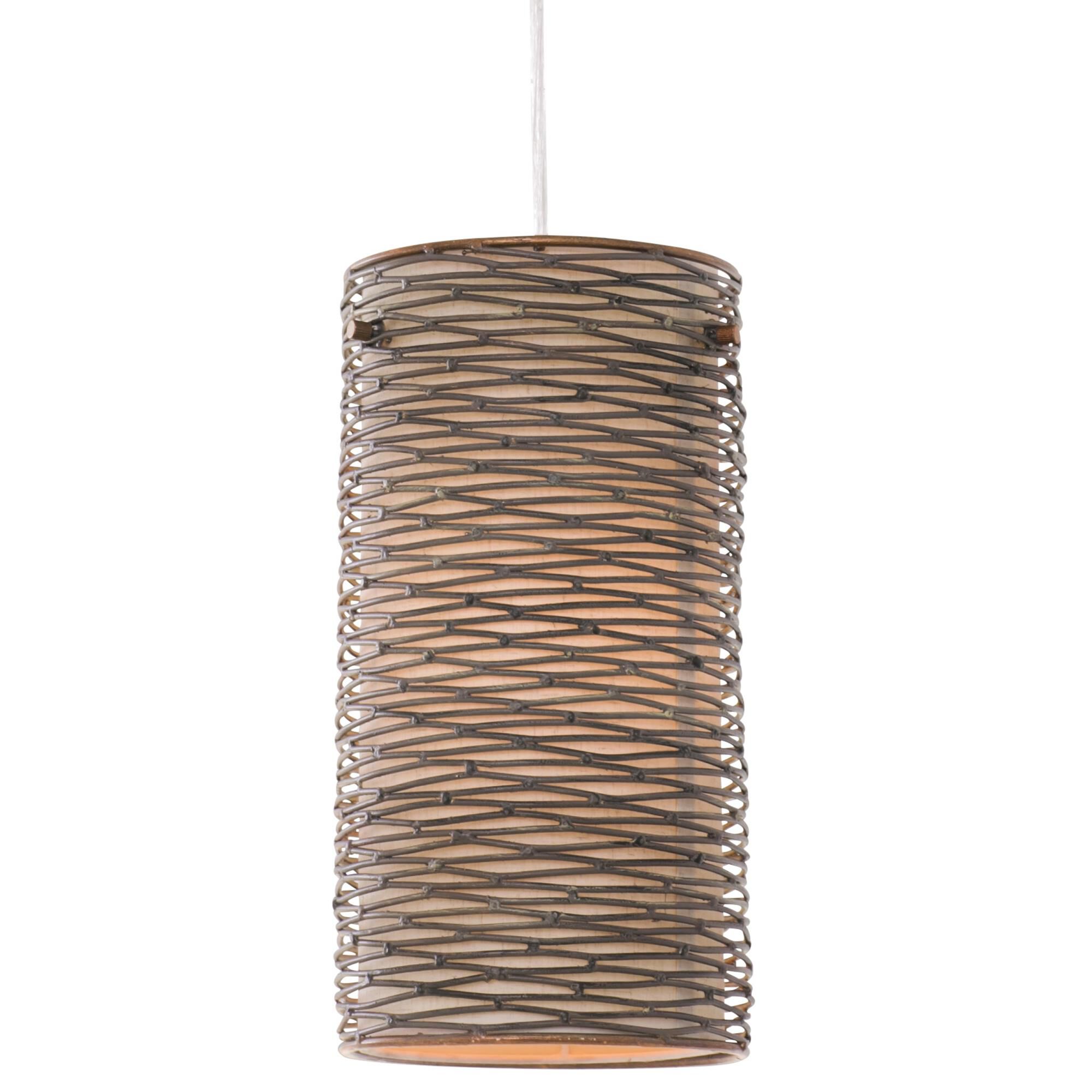 Shown in Hammered Ore finish and Tan glass and Silk Slug Fabric shade