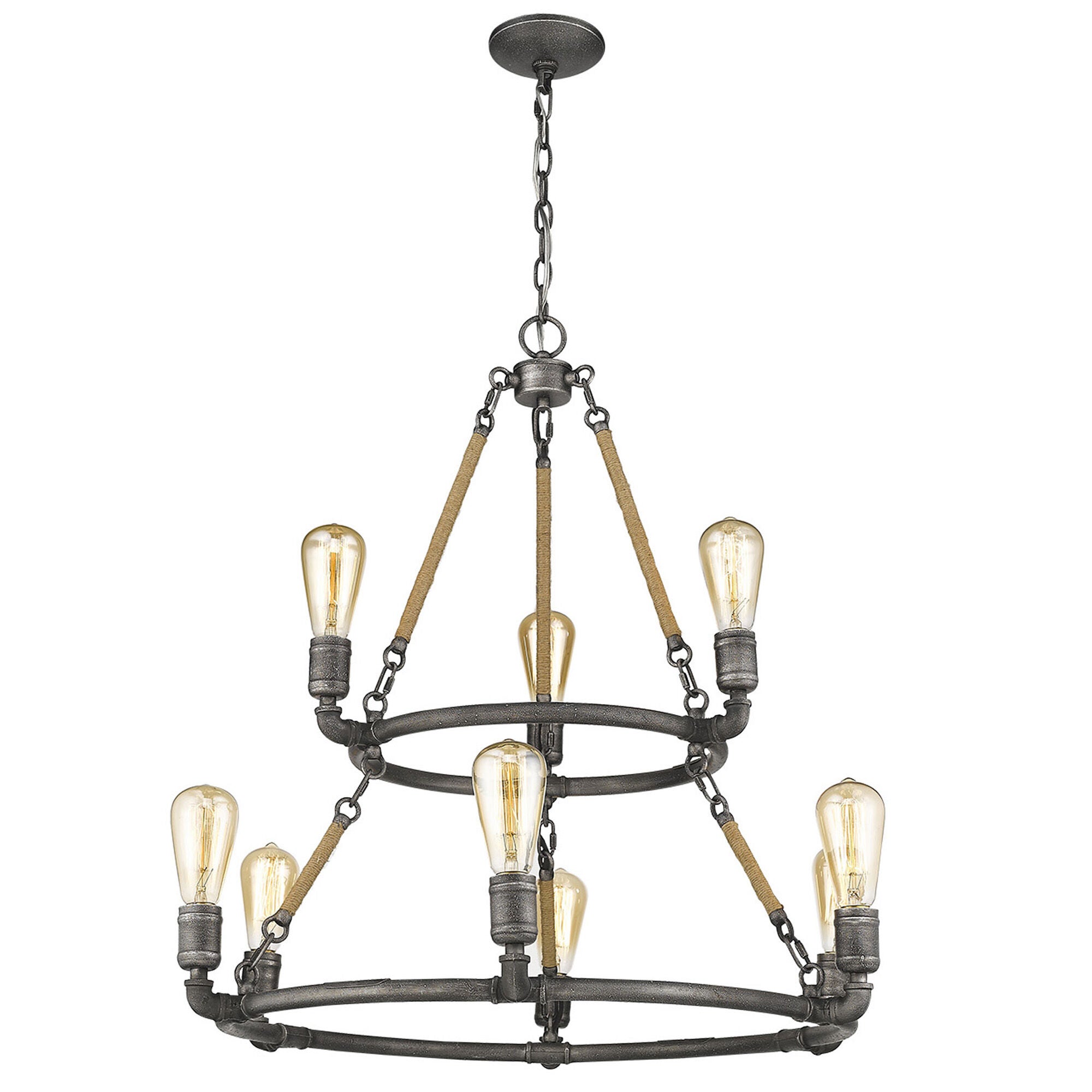 Shown in Antique Gray finish and -- glass and -- shade
