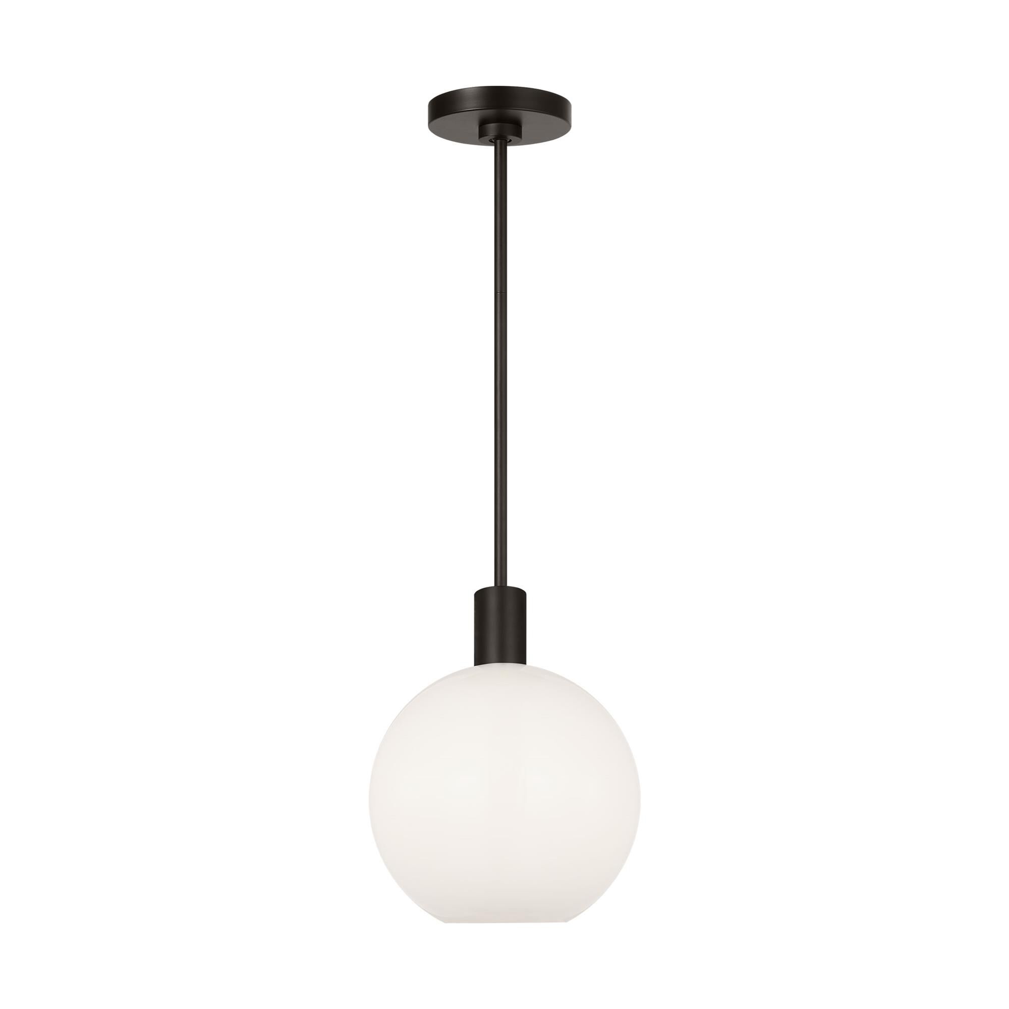 Shown in Midnight Black finish and Milk glass