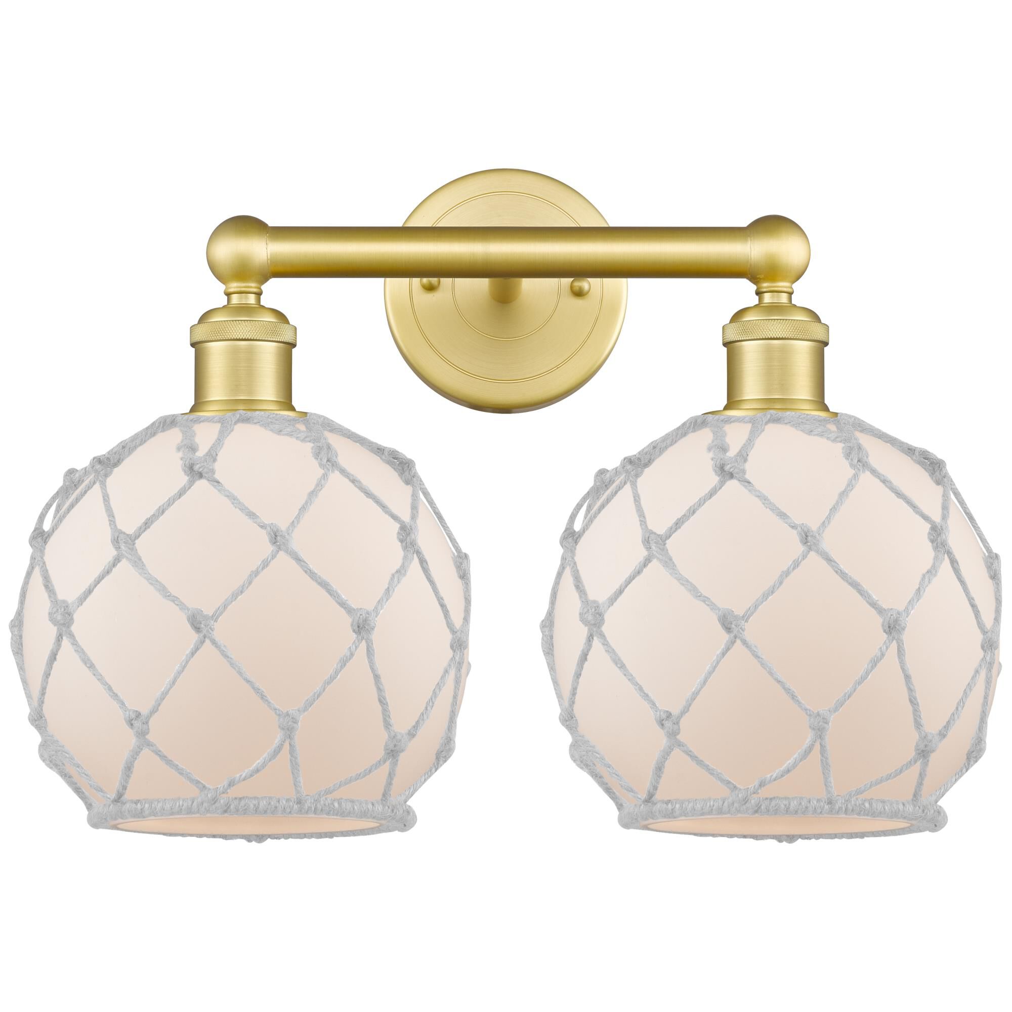 Shown in Satin Gold finish and White with White Rope glass