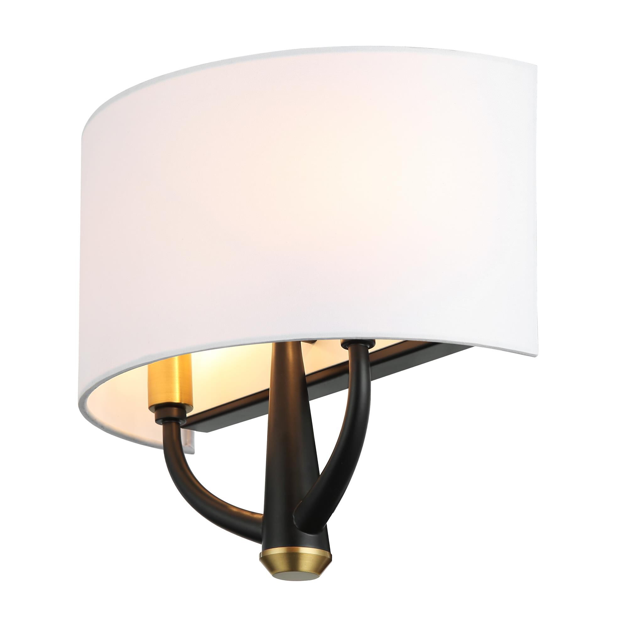Shown in Black/Satin Brass finish and White Cotton shade