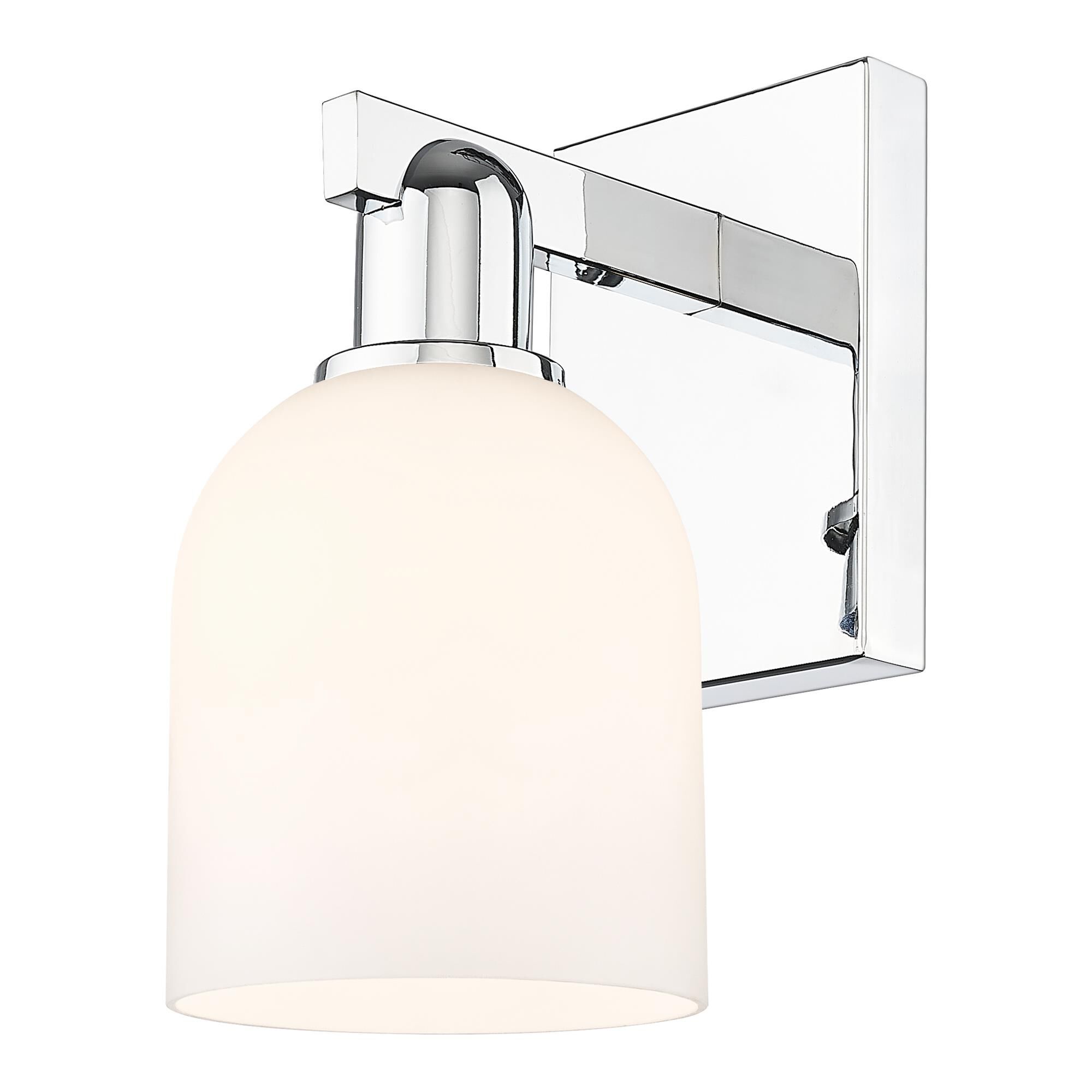 Shown in Polished Chrome finish and White glass