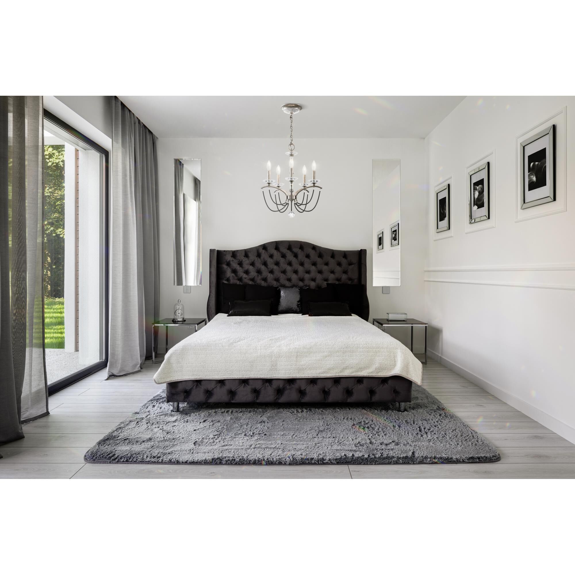 Shown in White finish and Dark Grey Pearl crystal