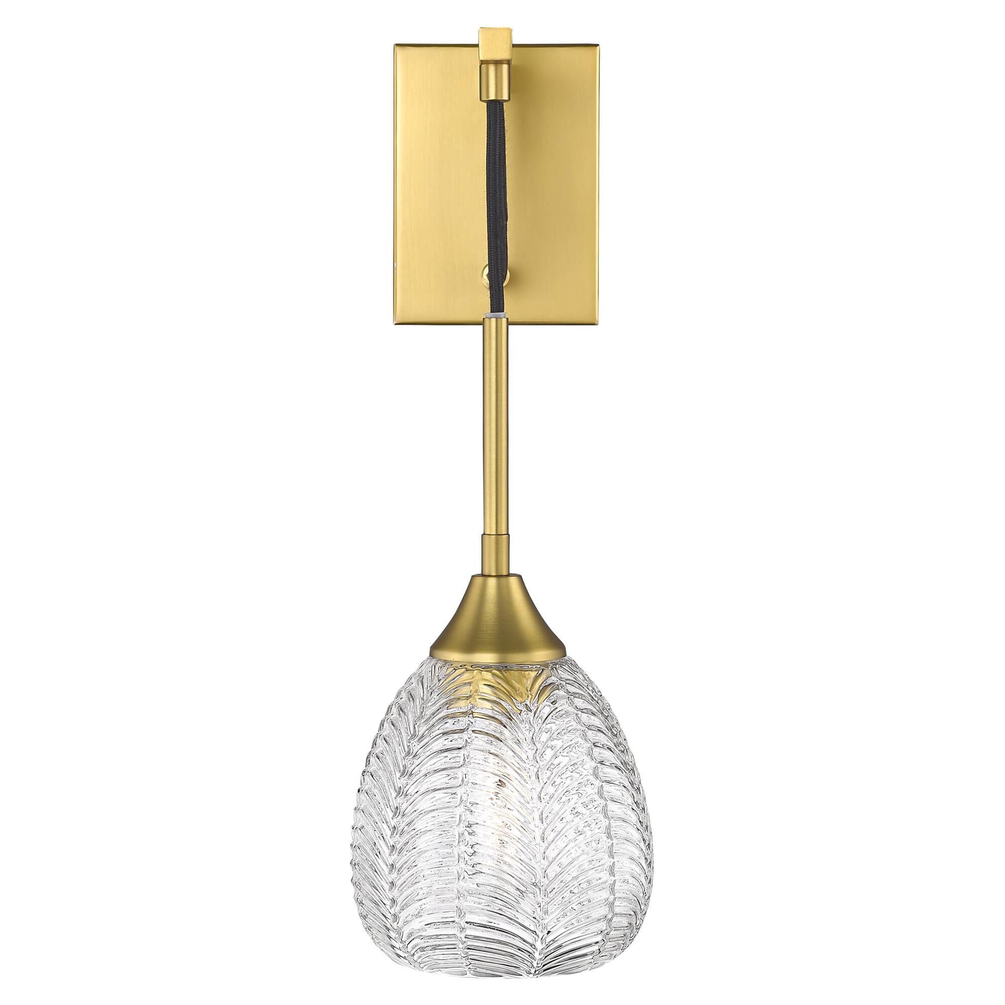 Shown in Brushed Brass finish and Clear shade