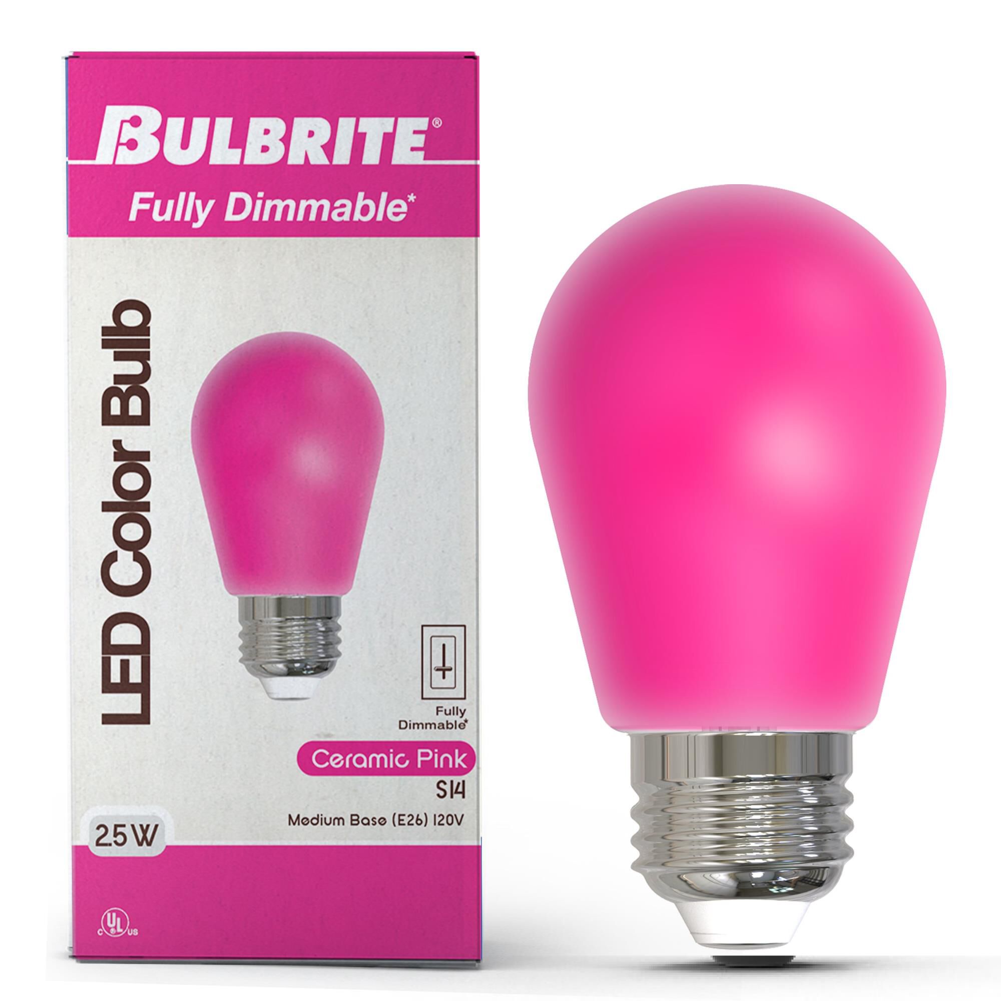 Ceramic Pink S14 Base E26 LED Light Bulb by Bulbrite