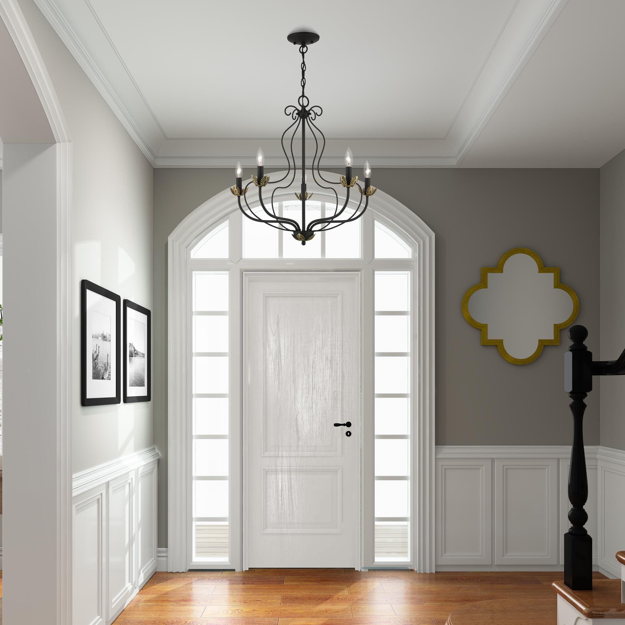 Shown in Black with Antique Brass Accents finish