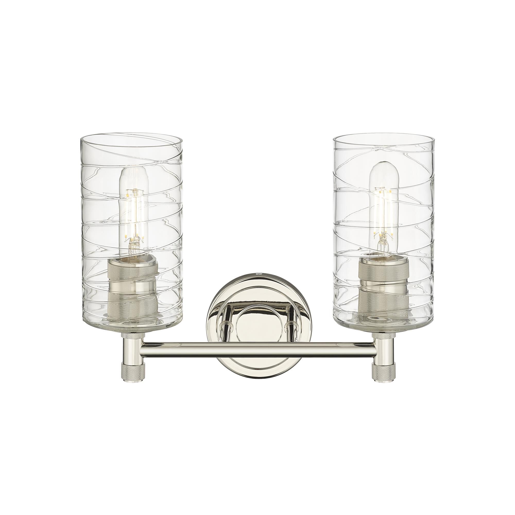 Shown in Polished Nickel finish and Deco Swirl glass