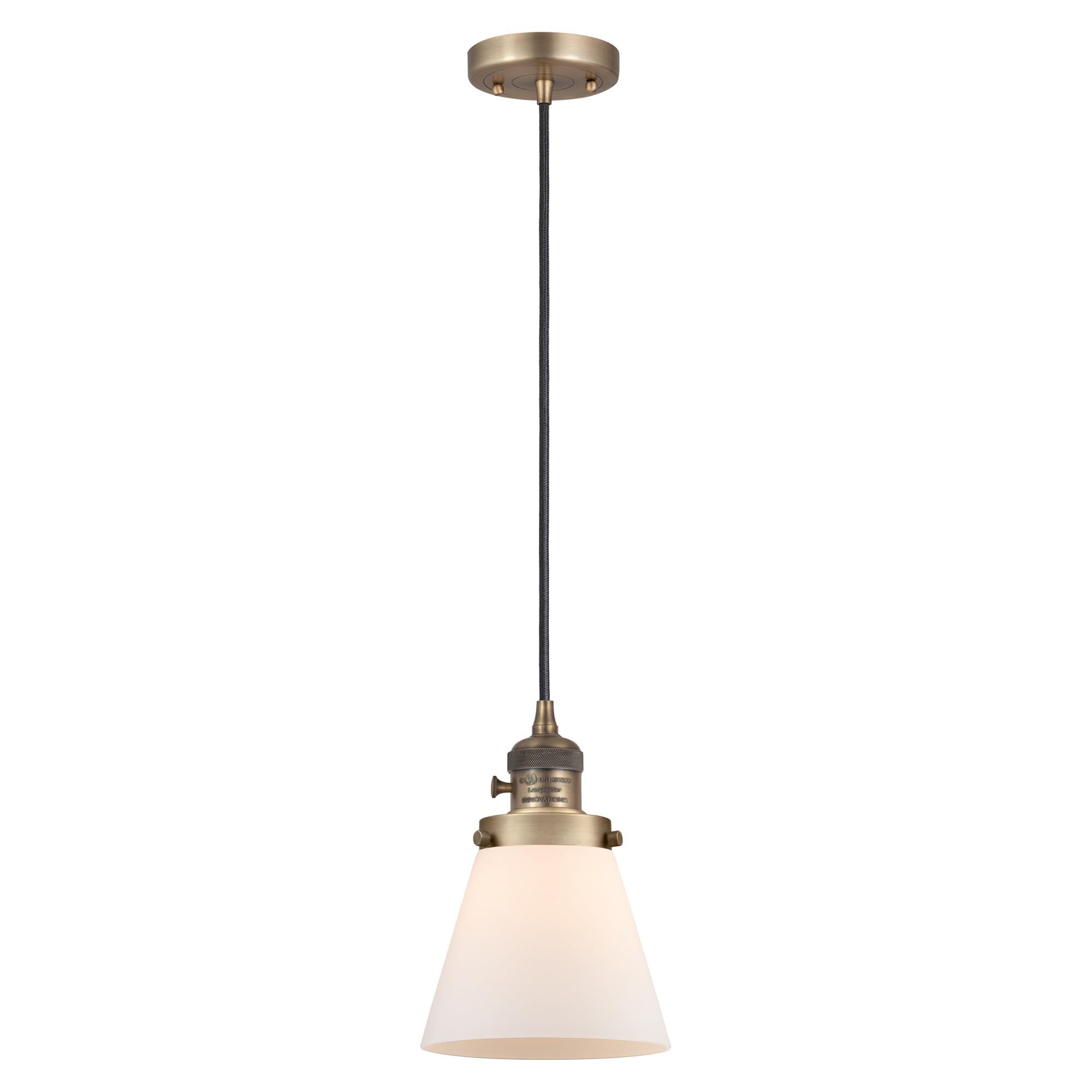 Shown in Brushed Brass finish and Matte White Cased glass