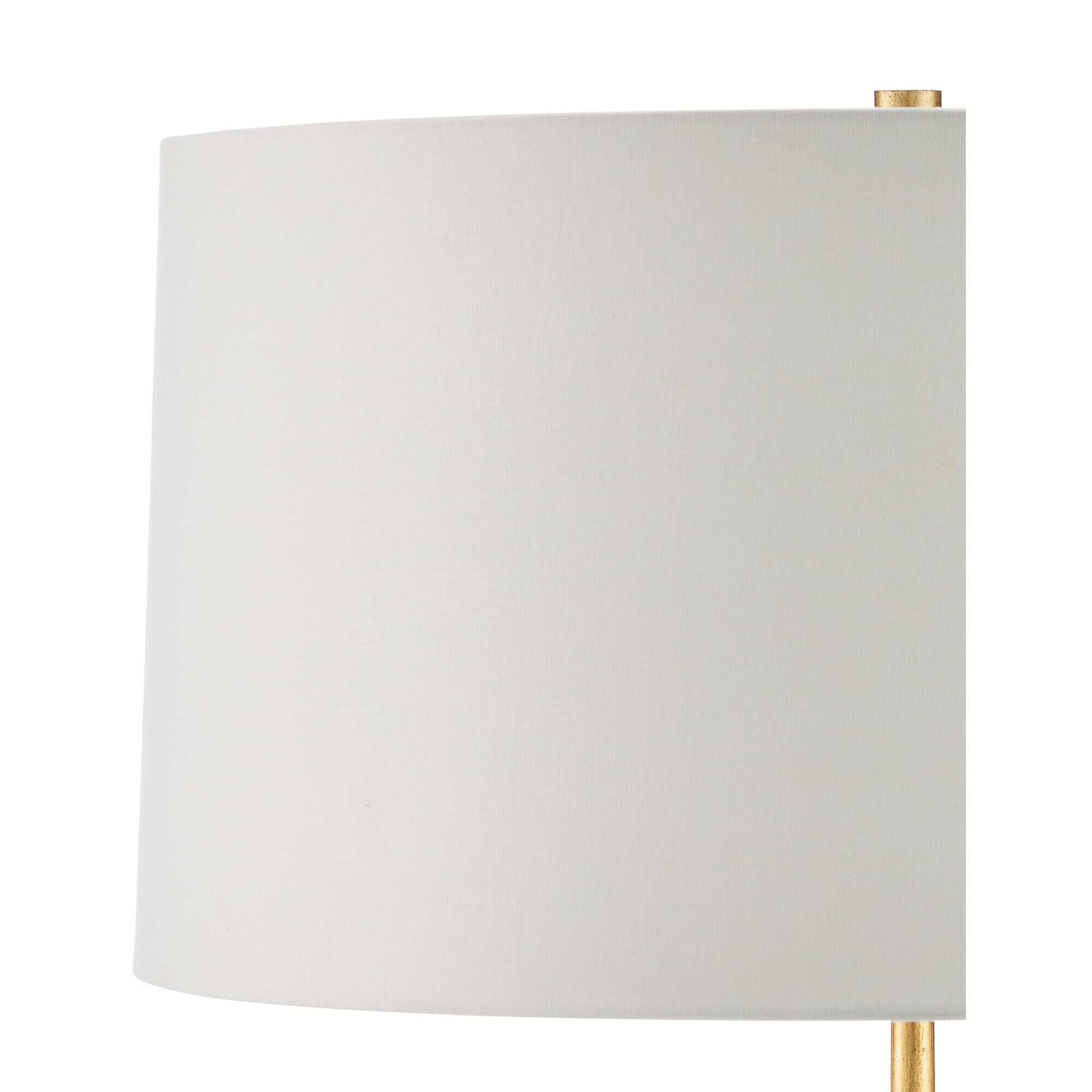 Shown in Antique Gold Leaf finish and Light Beige Linen shade