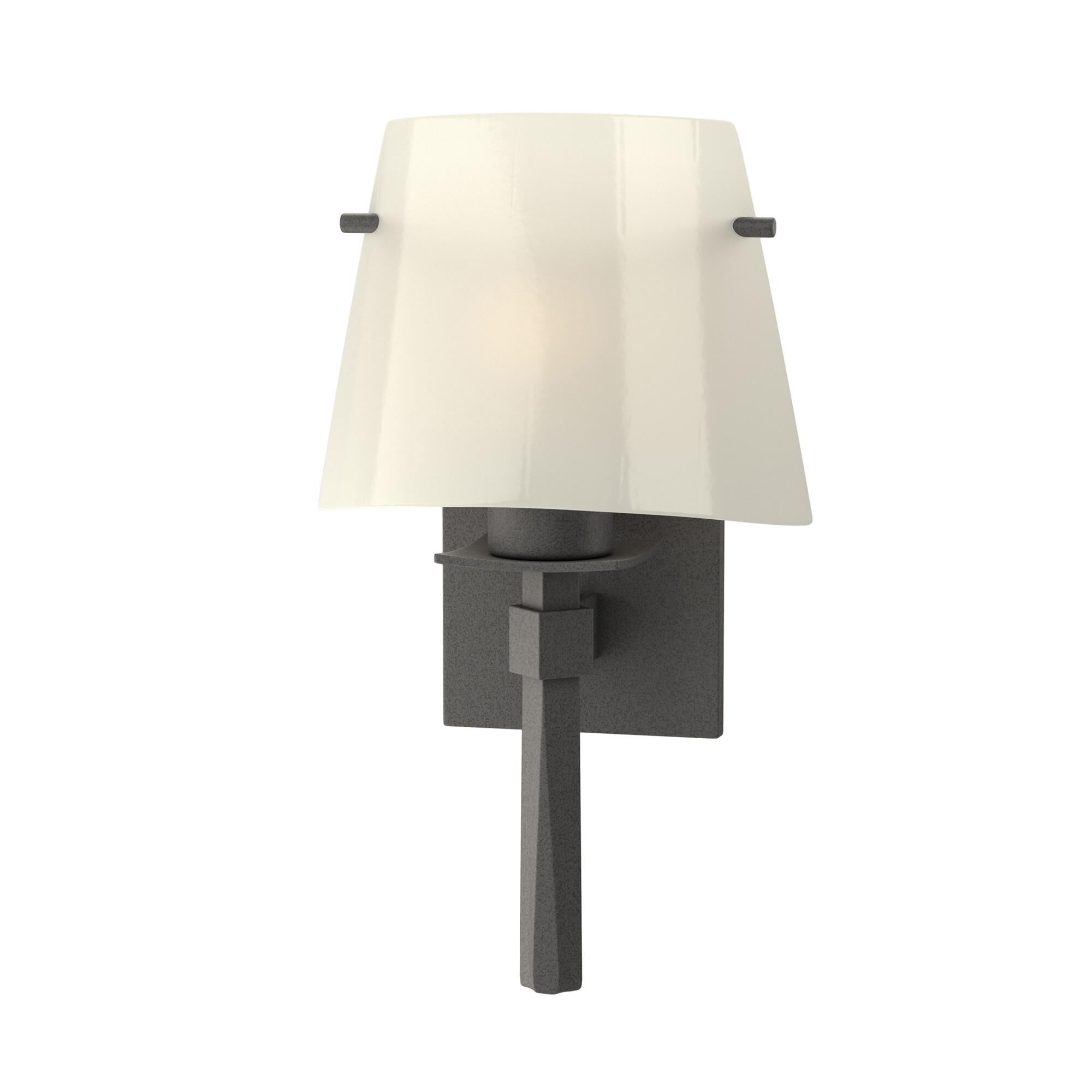 Shown in Natural Iron finish and Ivory Art  glass