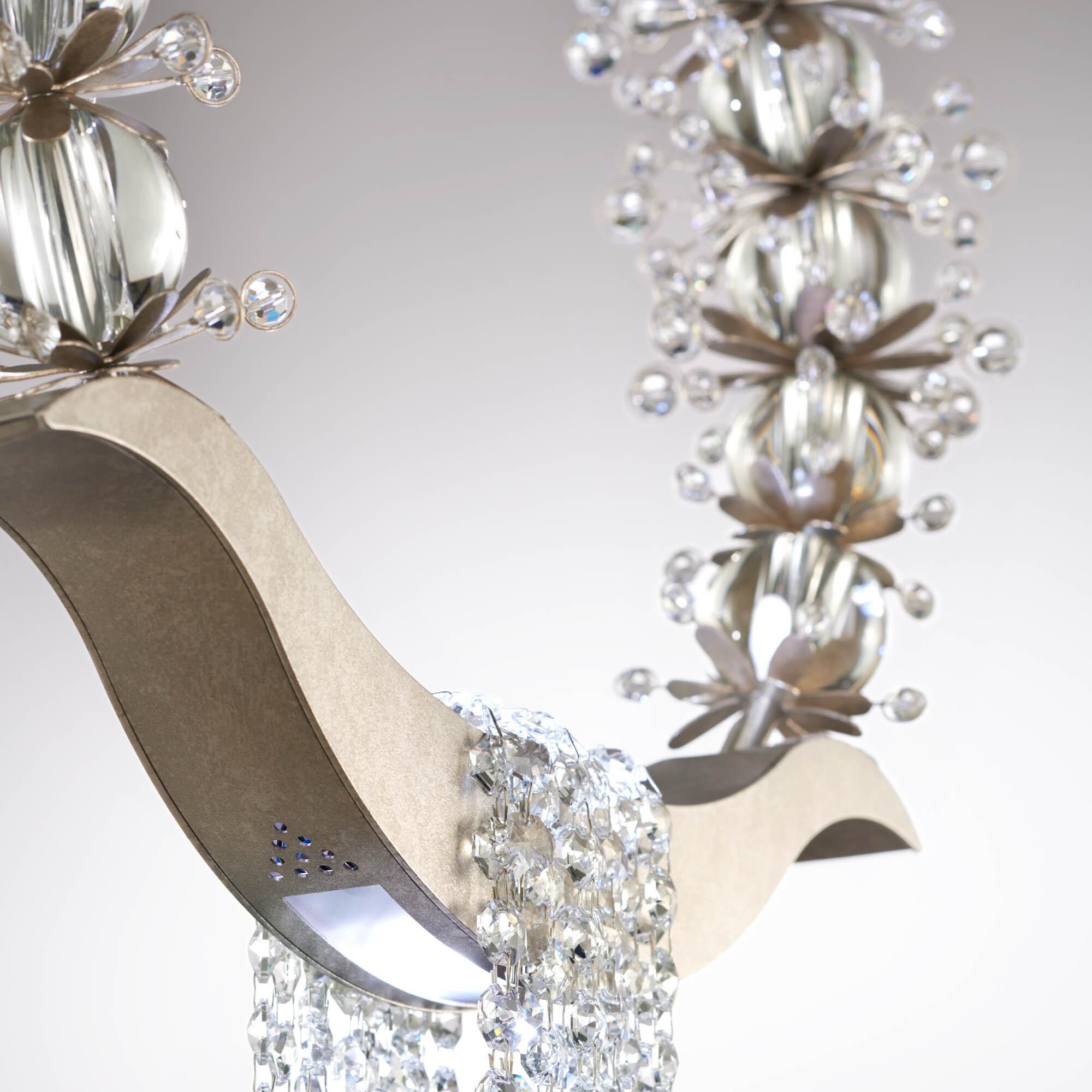 Shown in Antique Silver finish and Radiance crystal and Crystal glass