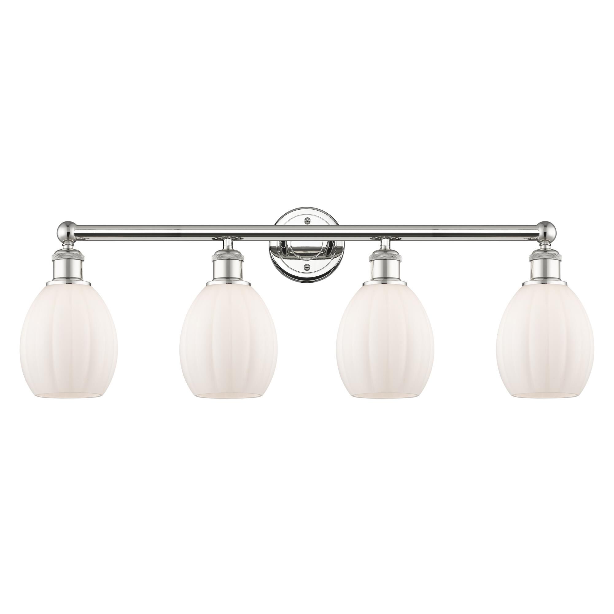 Shown in Polished Nickel finish and Matte White glass