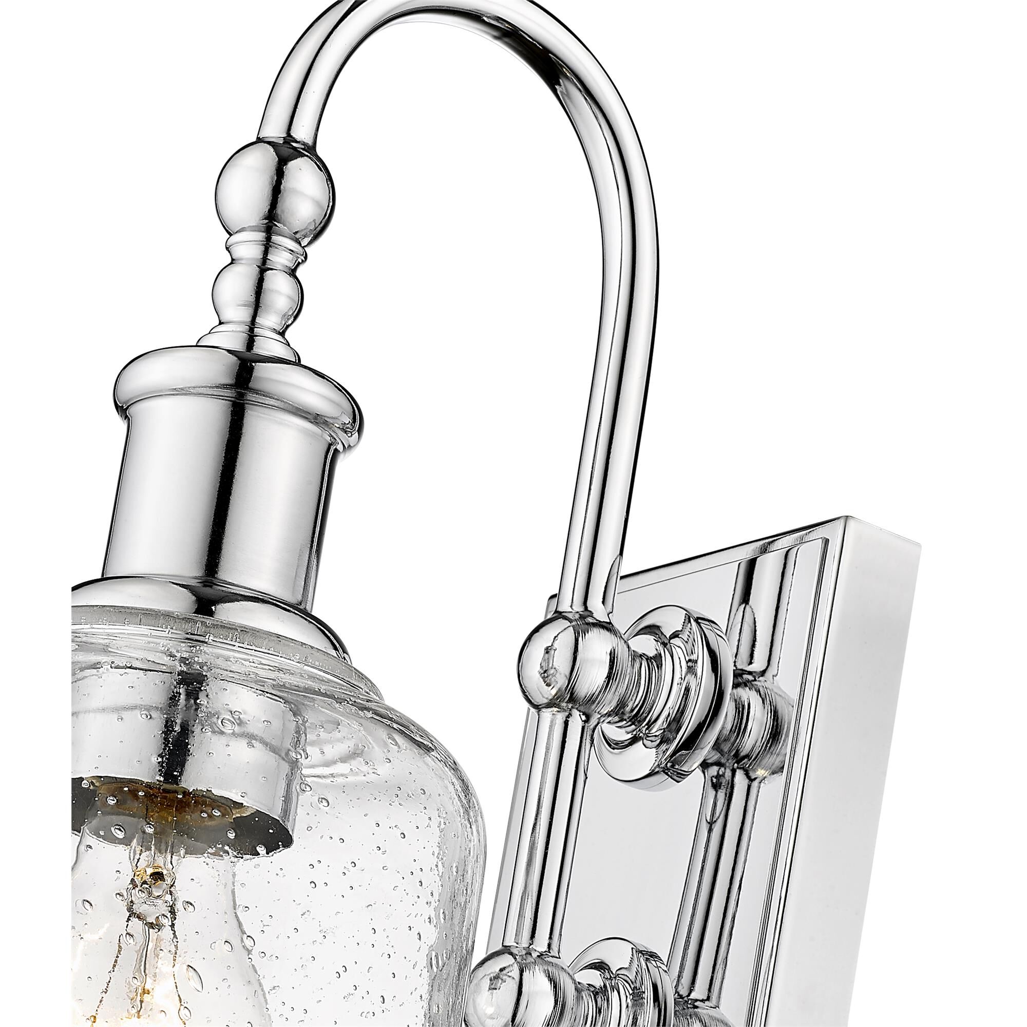 Shown in Chrome finish and Glass shade