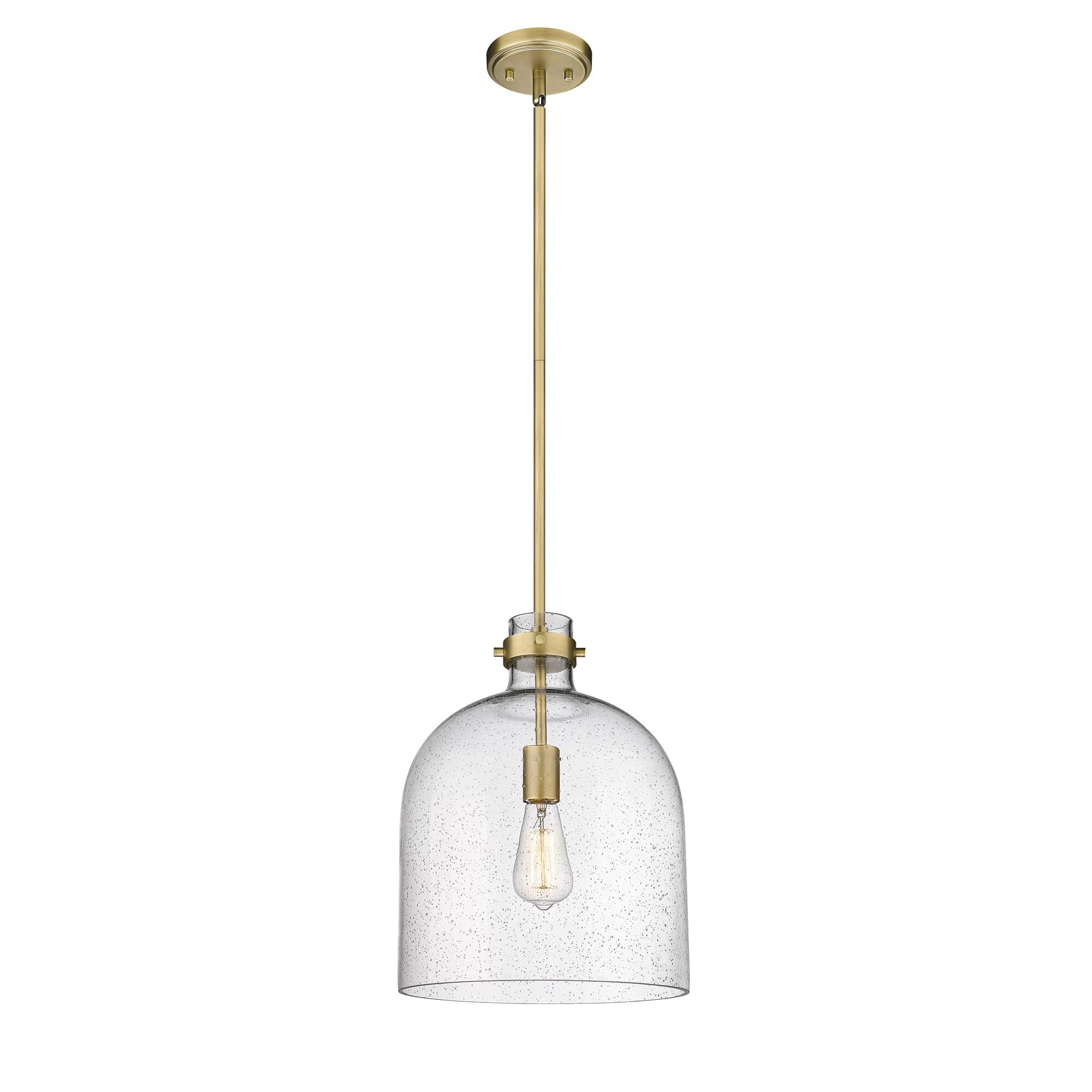 Shown in Rubbed Brass finish and Glass shade
