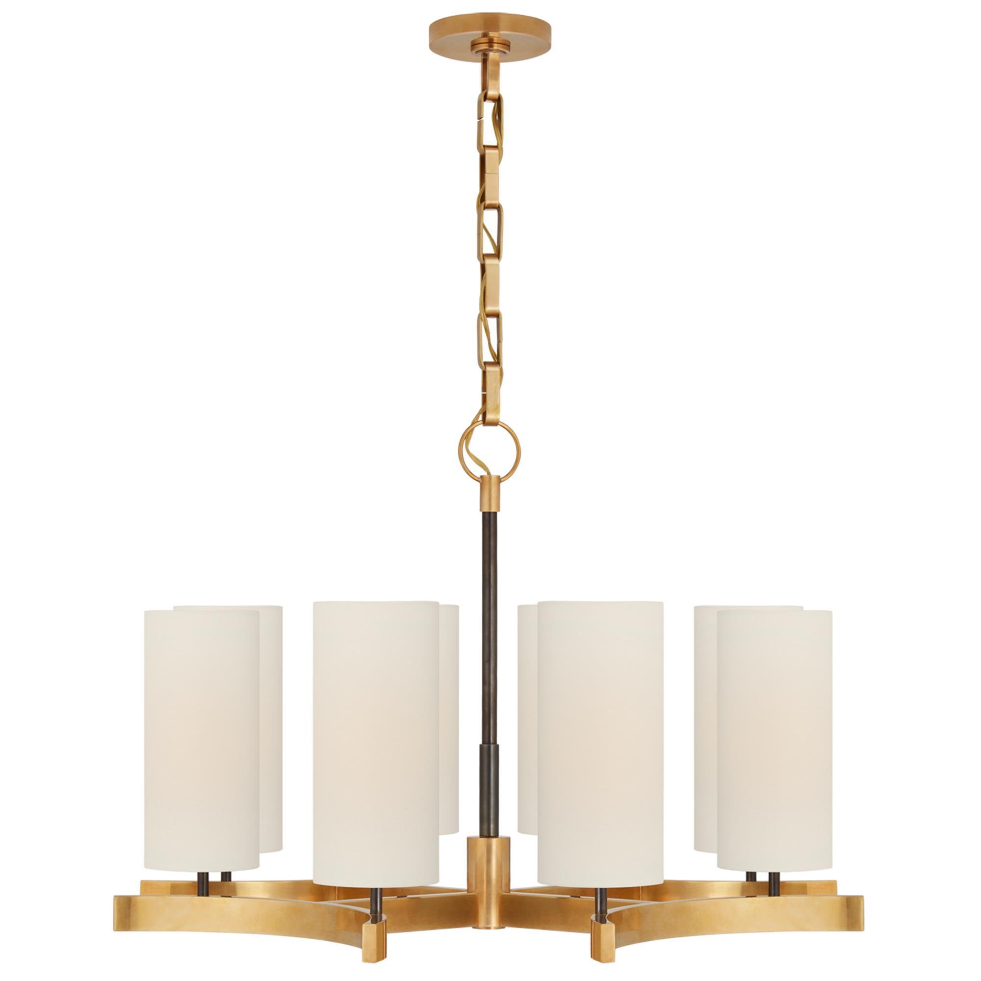 Shown in Bronze And Hand-Rubbed Antique Brass finish and Linen shade