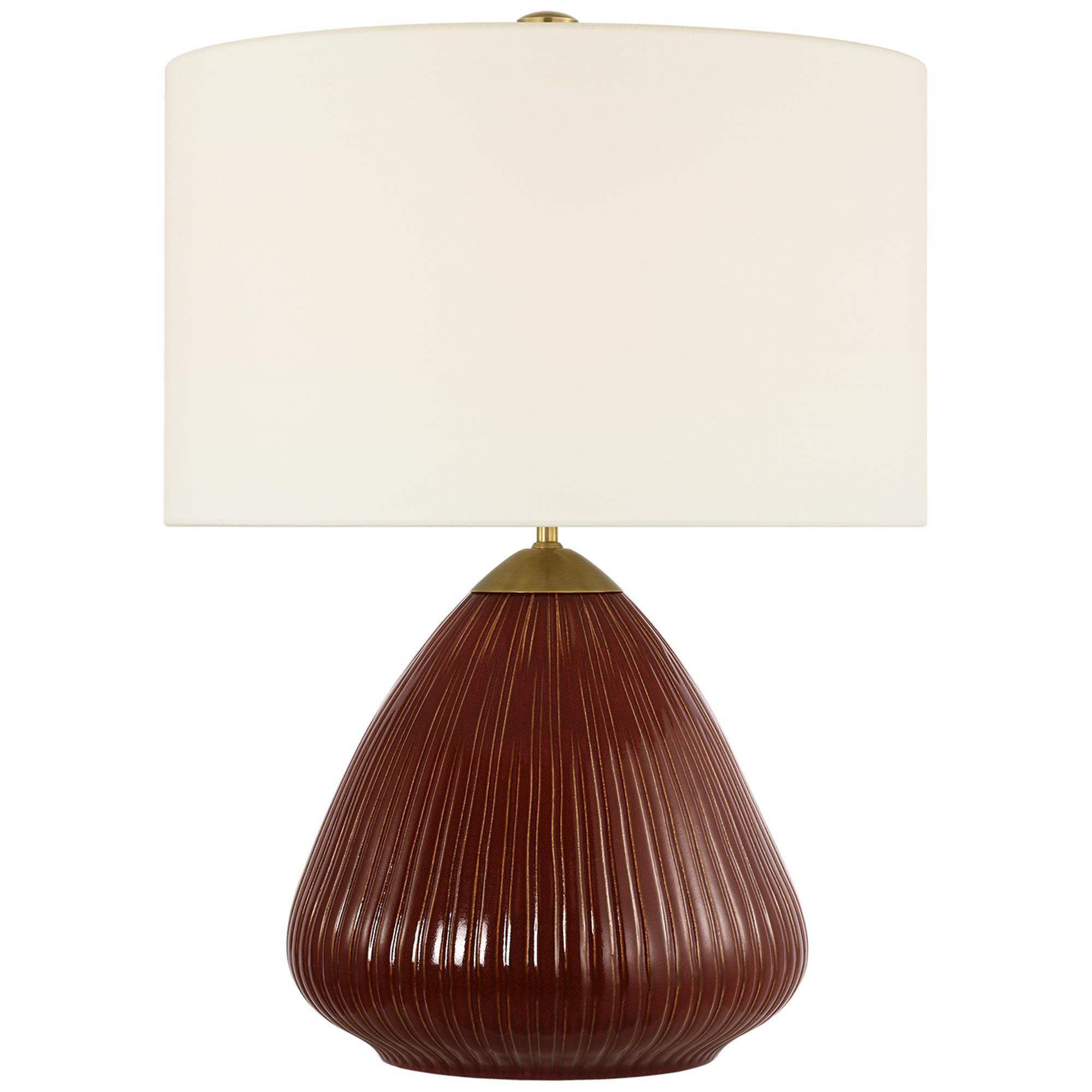 Shown in Pomegranate finish and Linen shade