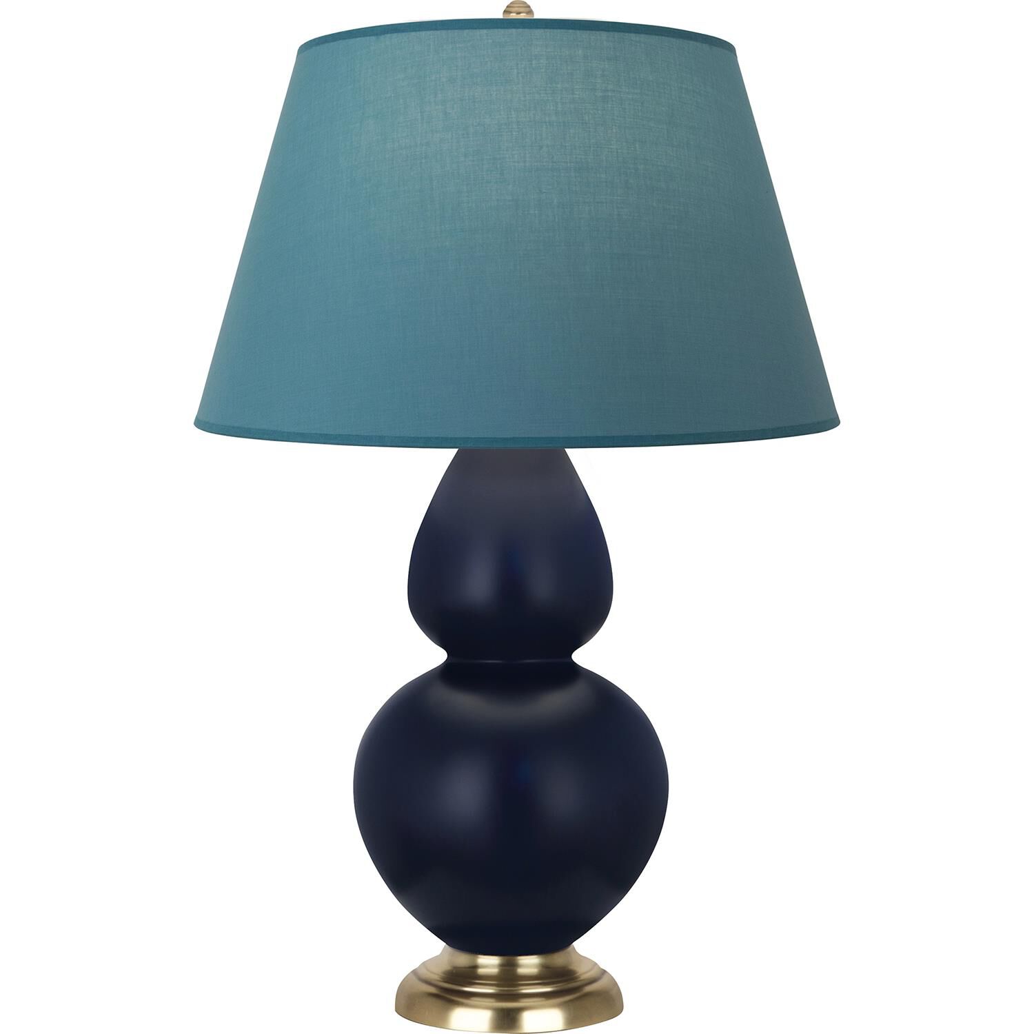Shown in Matte Midnight Blue finish and Bright Blue and Gray shade and Antique Brass accent