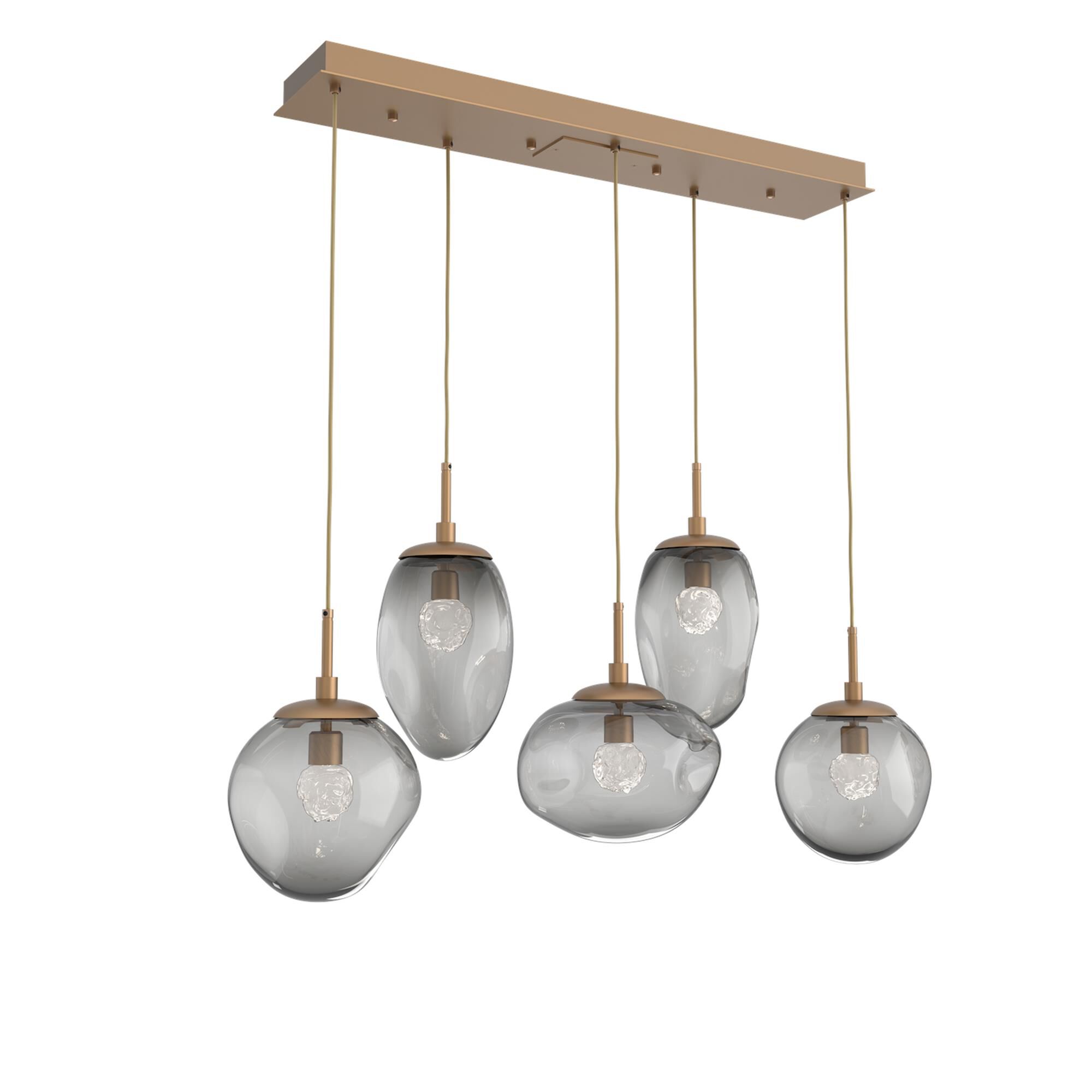 Shown in Novel Brass finish and Floret Inner And Smoke Outer glass