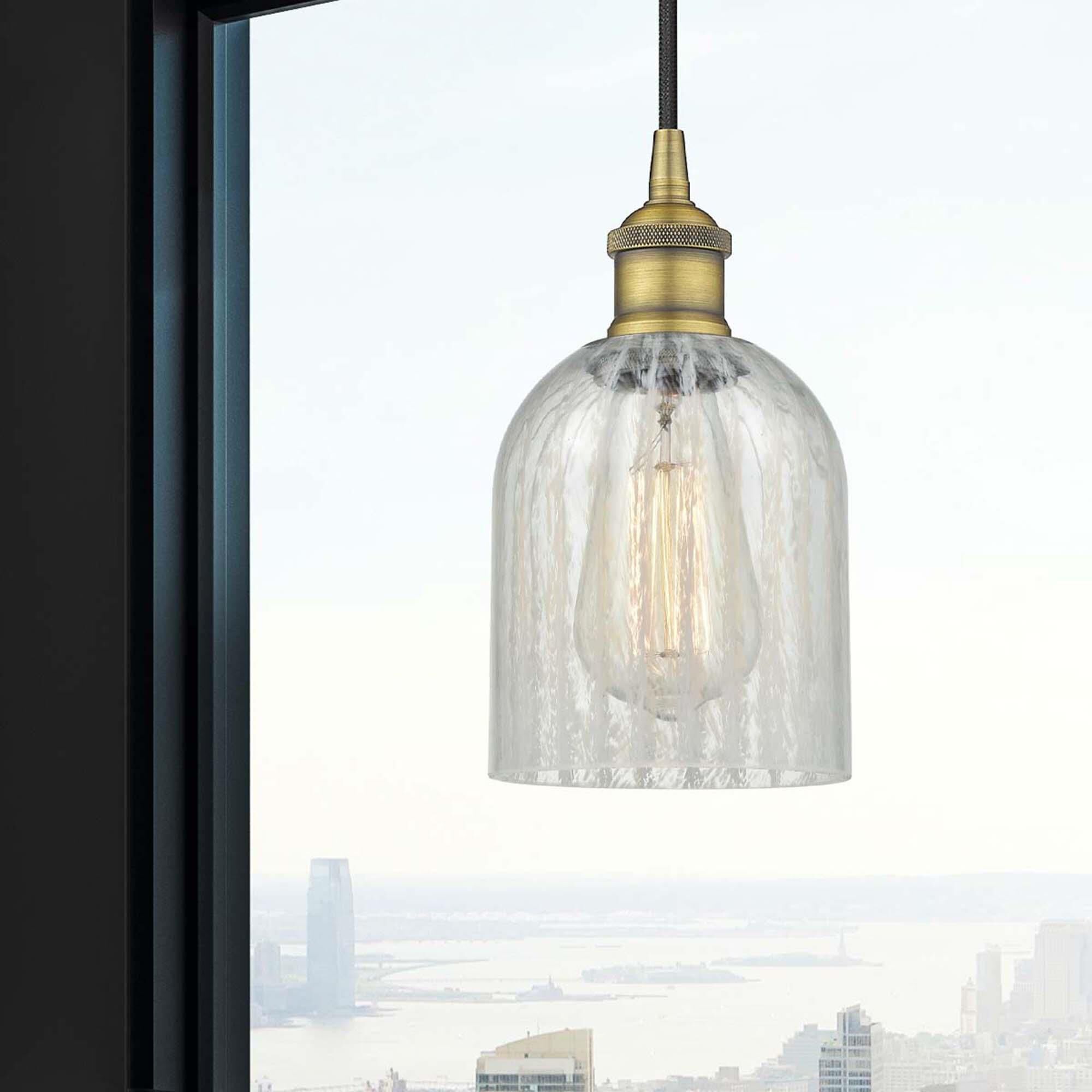 Shown in Brushed Brass finish and Mouchette glass