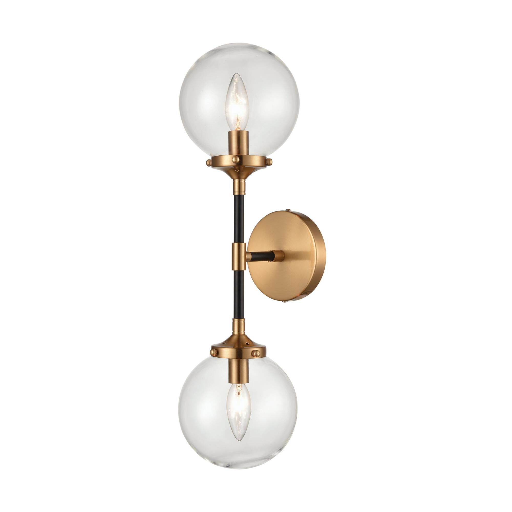 Shown in Matte Black  Antique Gold finish and Clear glass