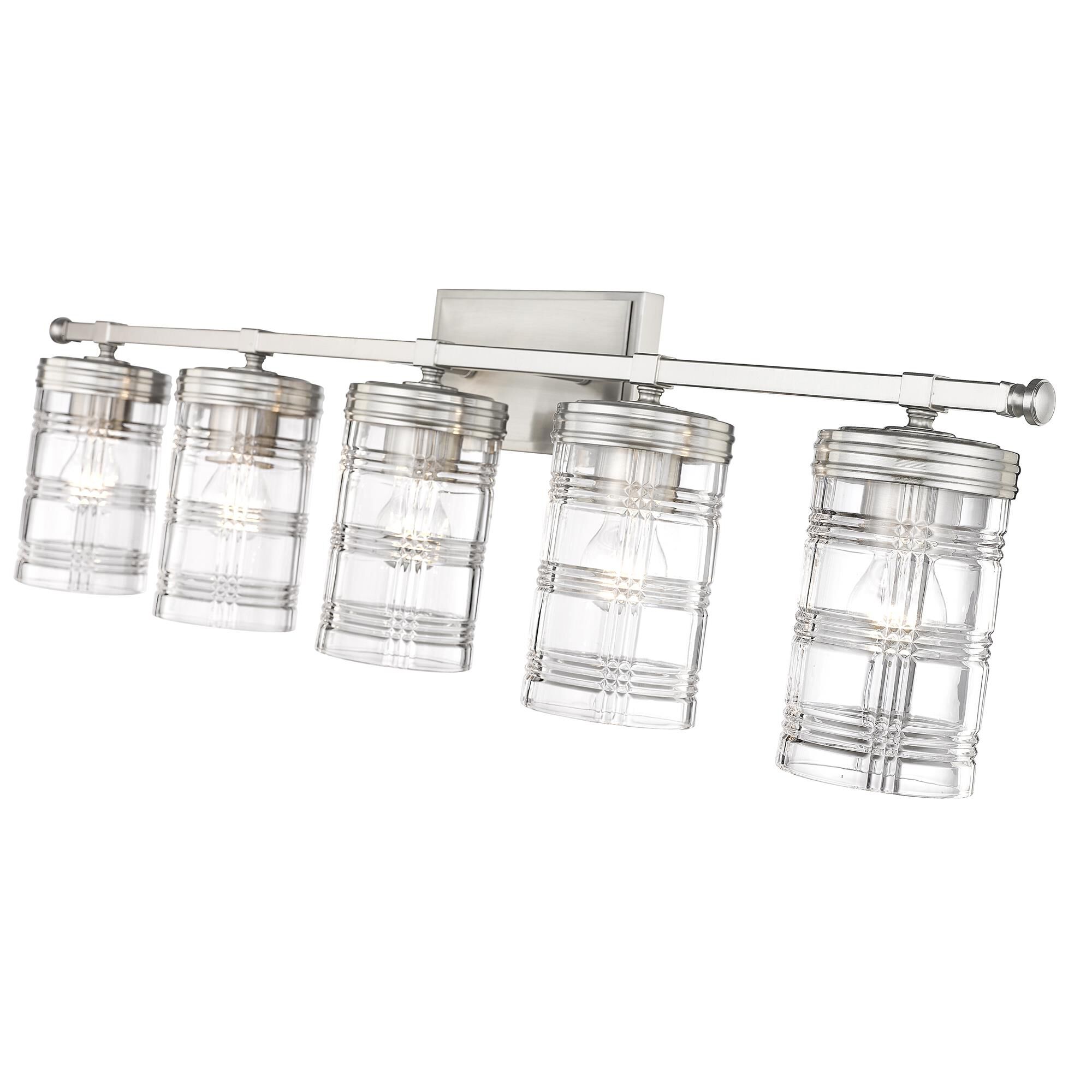 Shown in Brushed Nickel finish and Clear glass