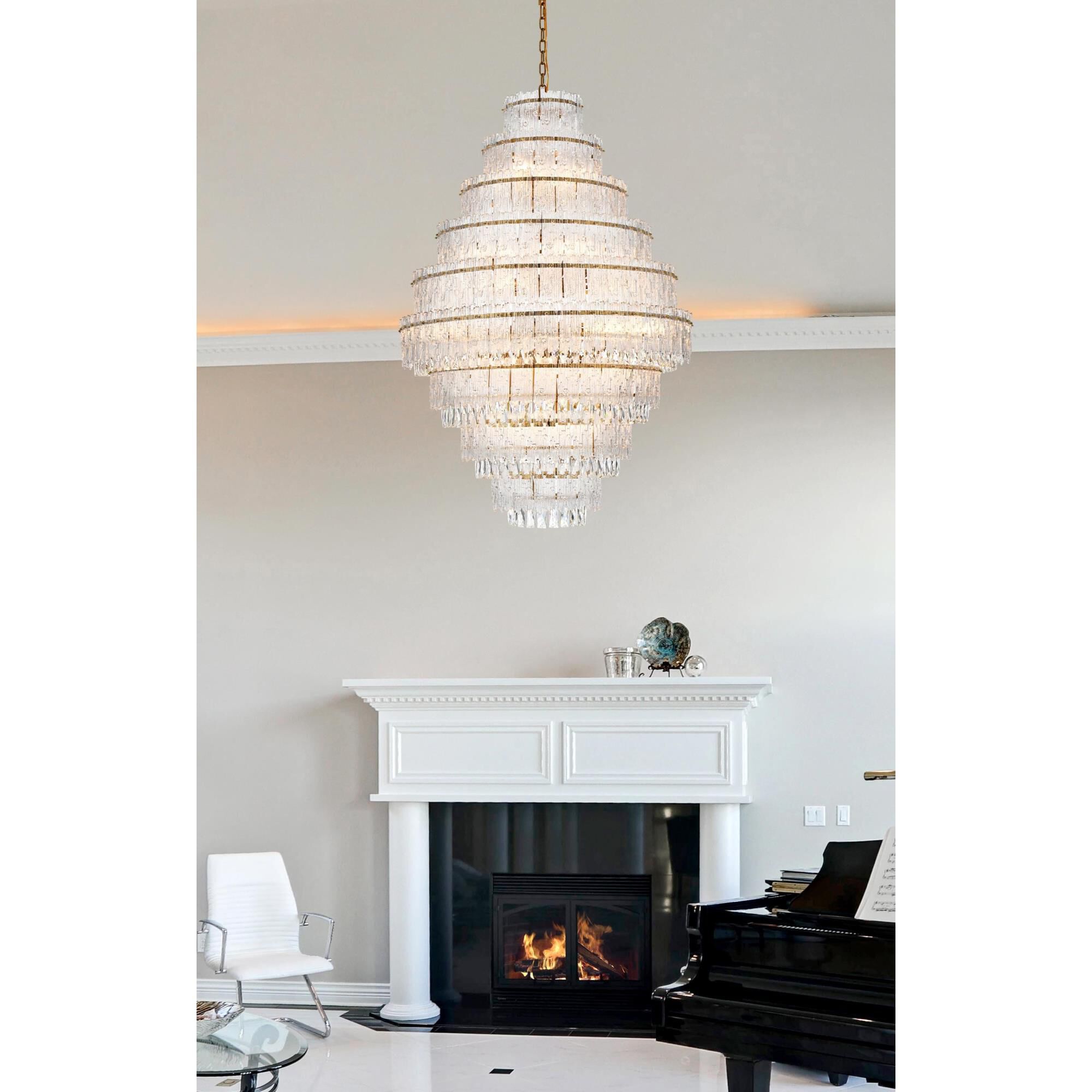 Shown in Satin Gold finish and Rc crystal and Clear glass