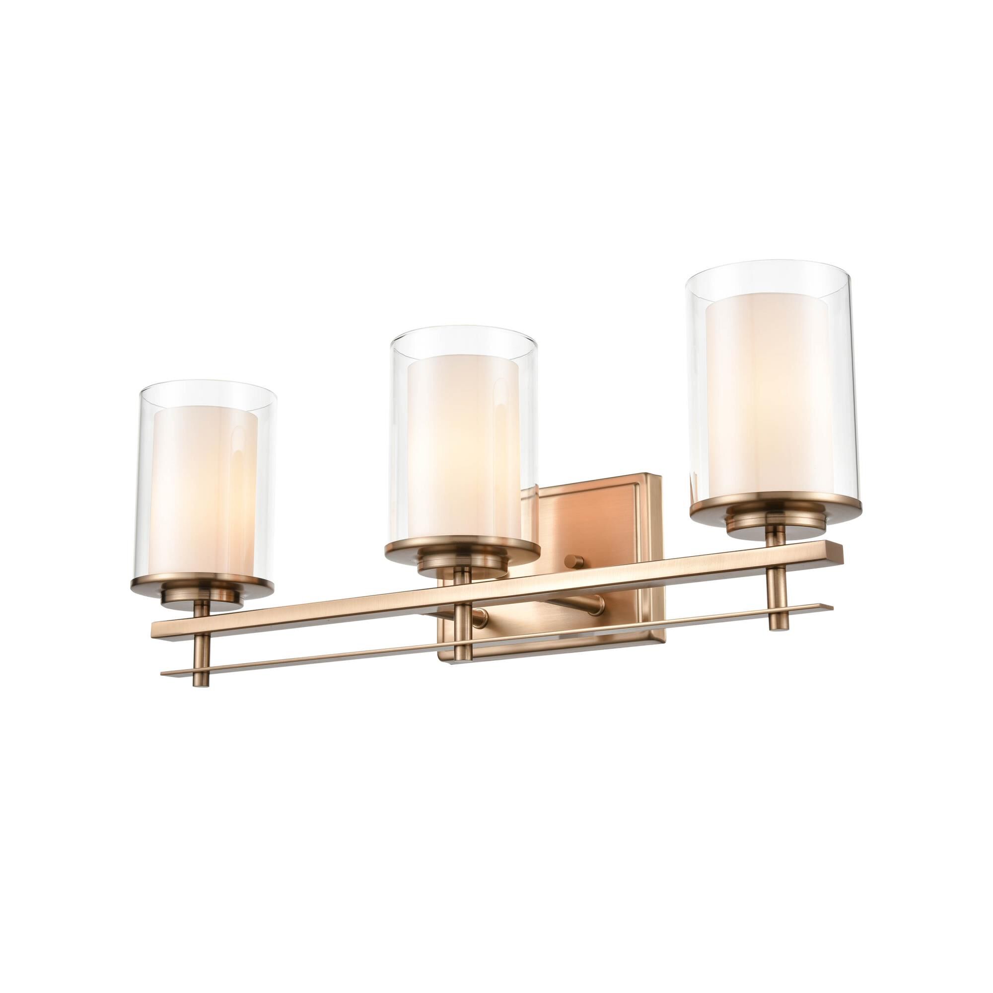 Shown in Modern Gold finish and Clear Outer - Etched White Inner glass