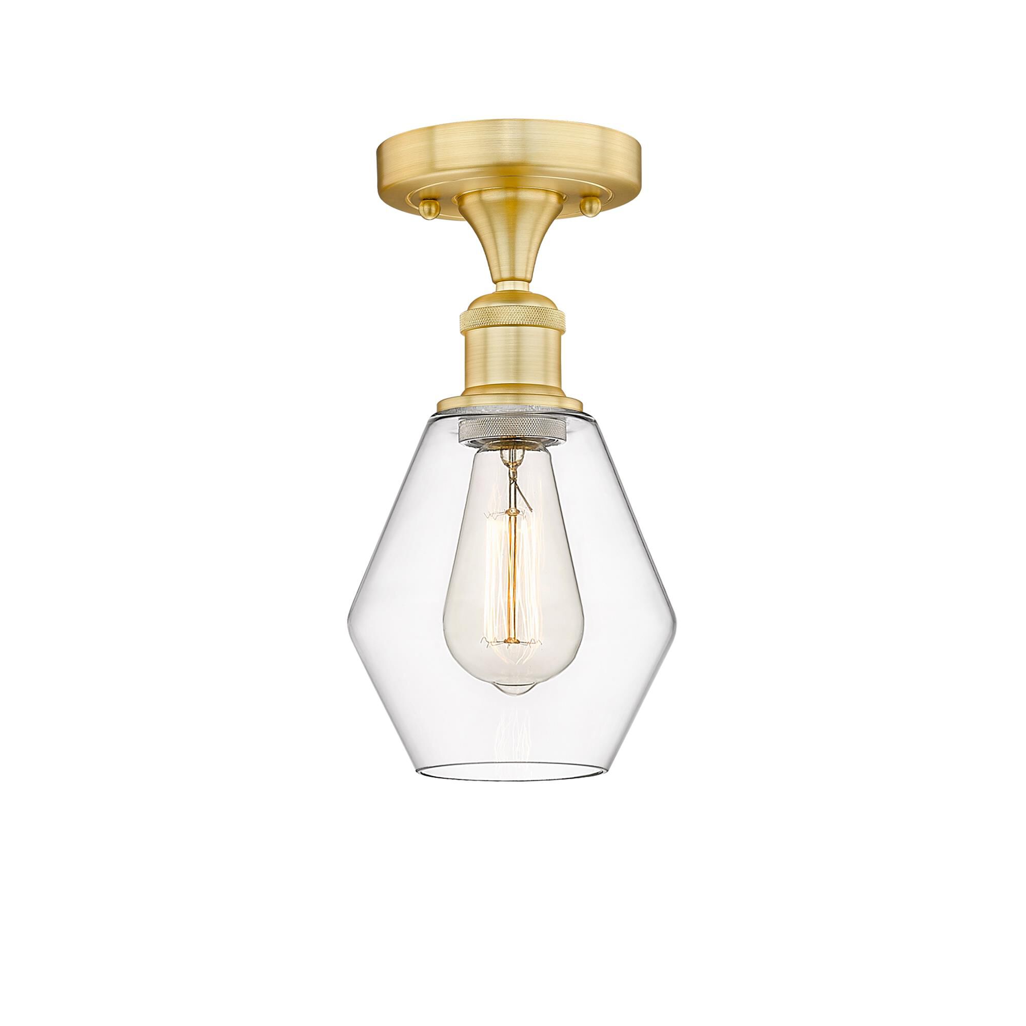 Shown in Satin Gold finish and Clear glass