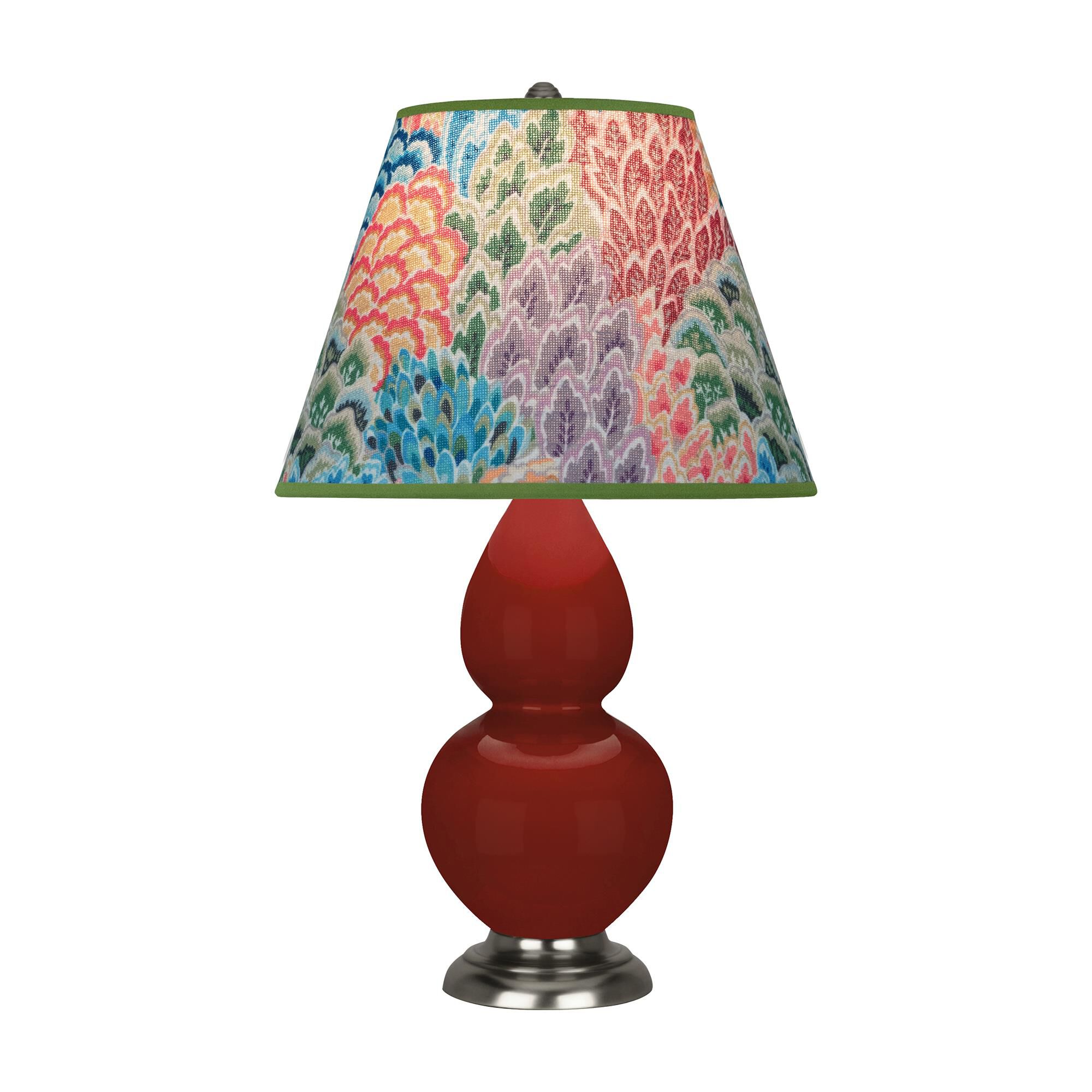 Shown in Oxblood finish and Spring Floral shade and Antique Silver accent