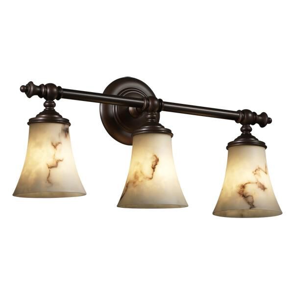 Shown in Dark Bronze finish and Faux Alabaster Resin glass and Round Flared (FAL) shade and Round Flared accent