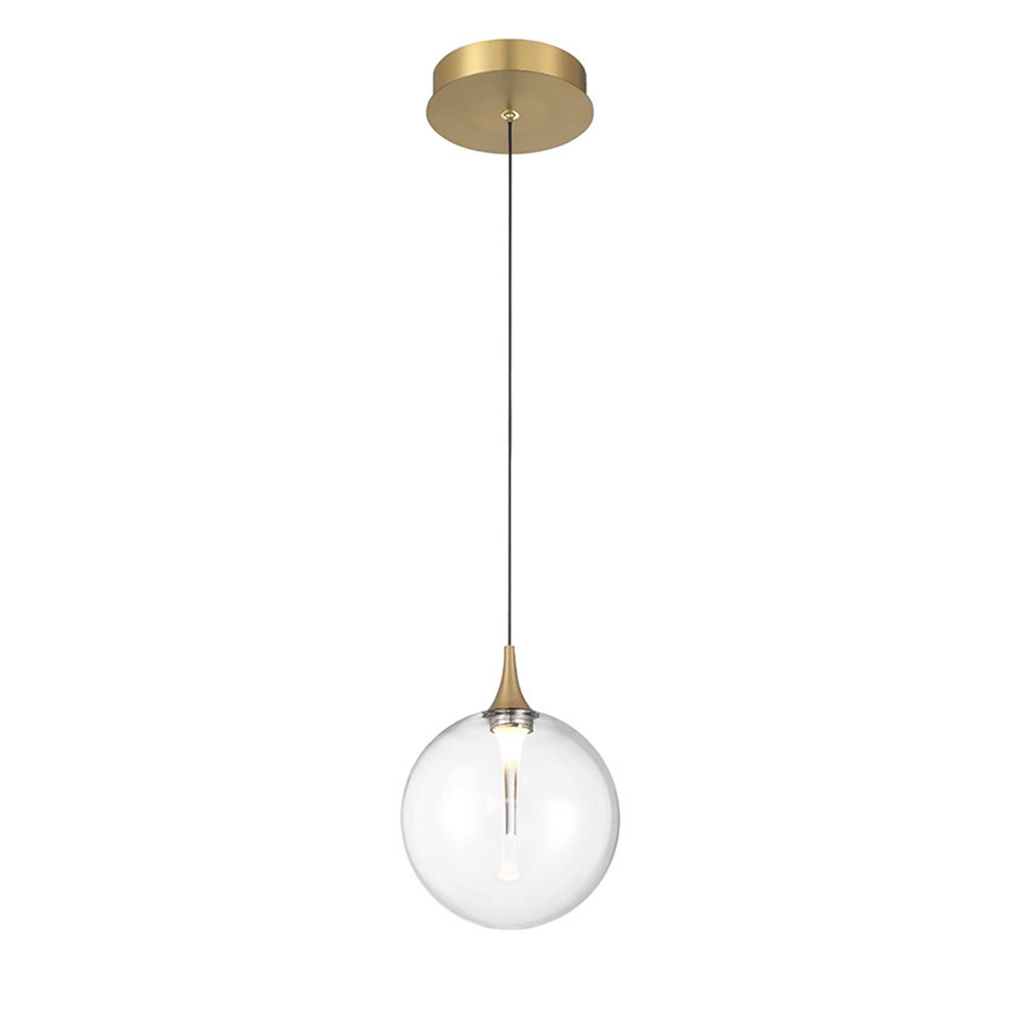 Shown in Gold finish and Clear glass
