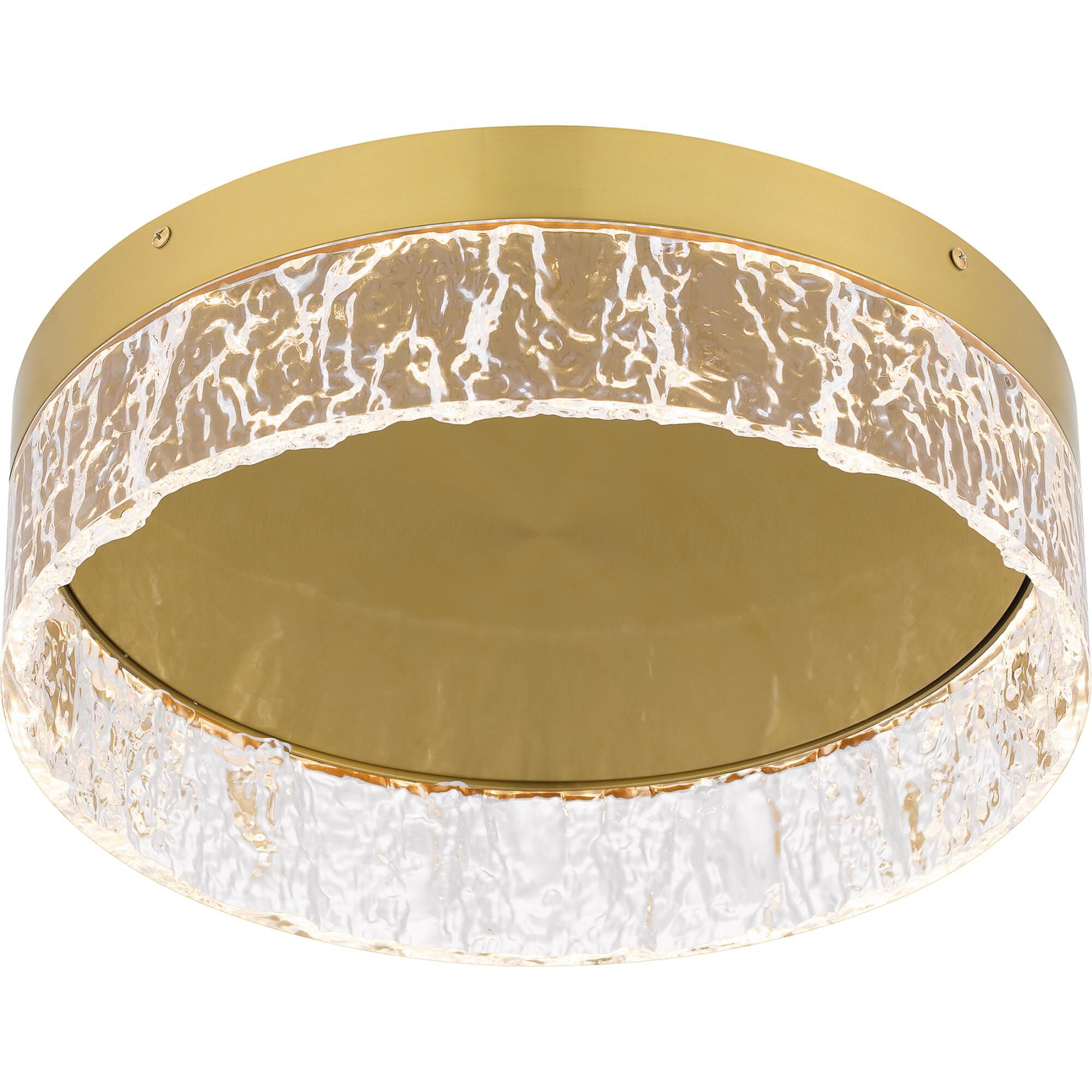 Shown in Brushed Gold finish and Clear Textured Acrylic shade