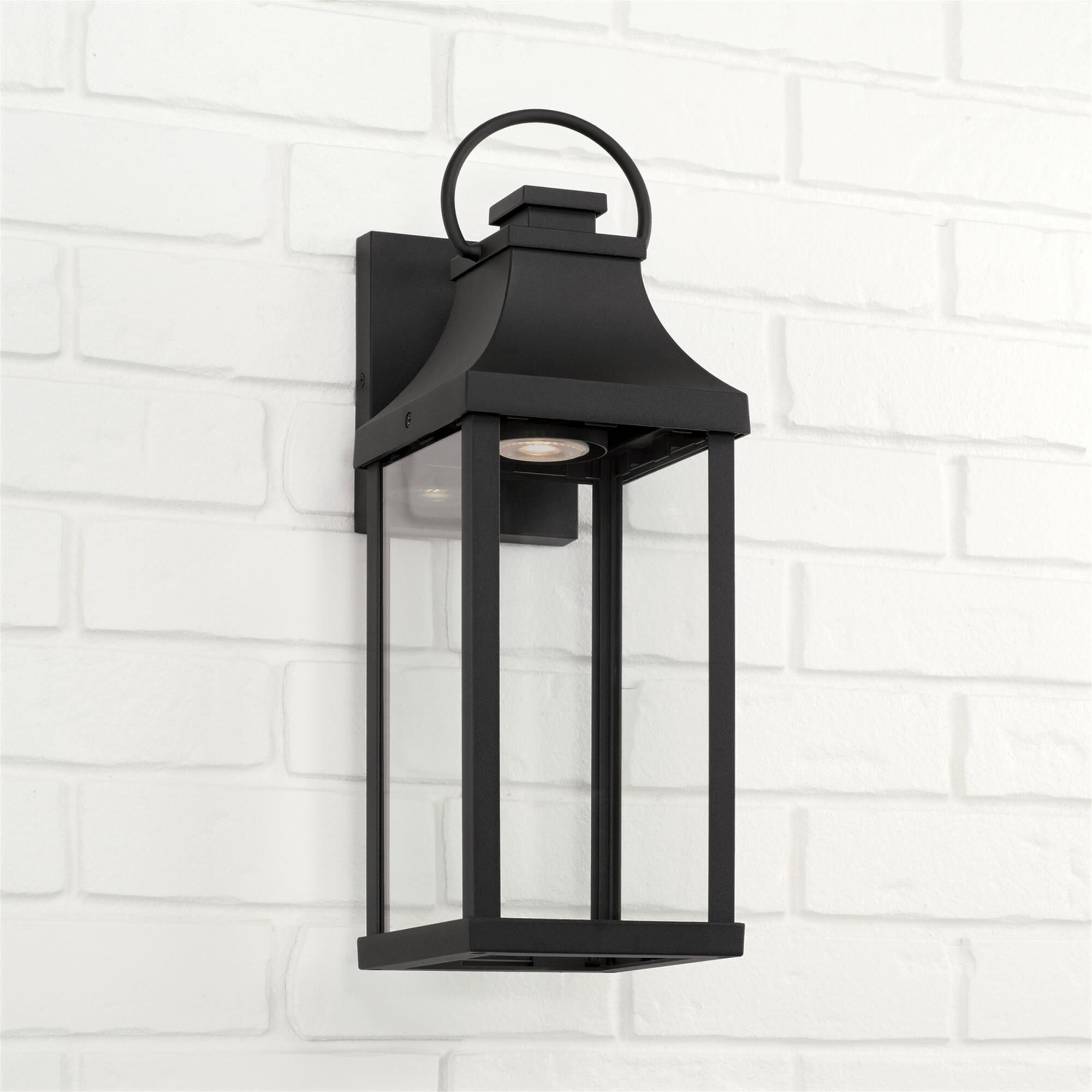 Shown in Black finish and Clear glass