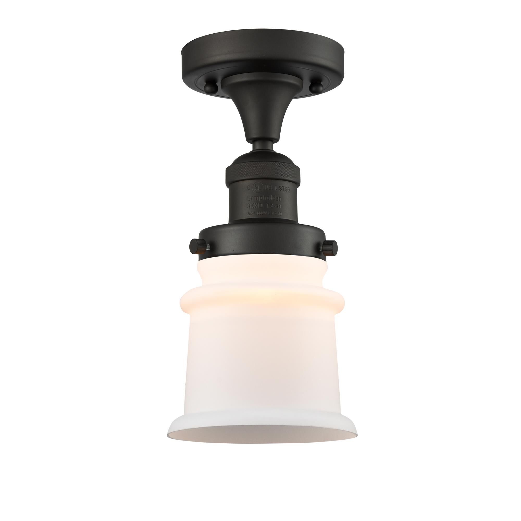 Shown in Oil Rubbed Bronze finish and Matte White Cased glass