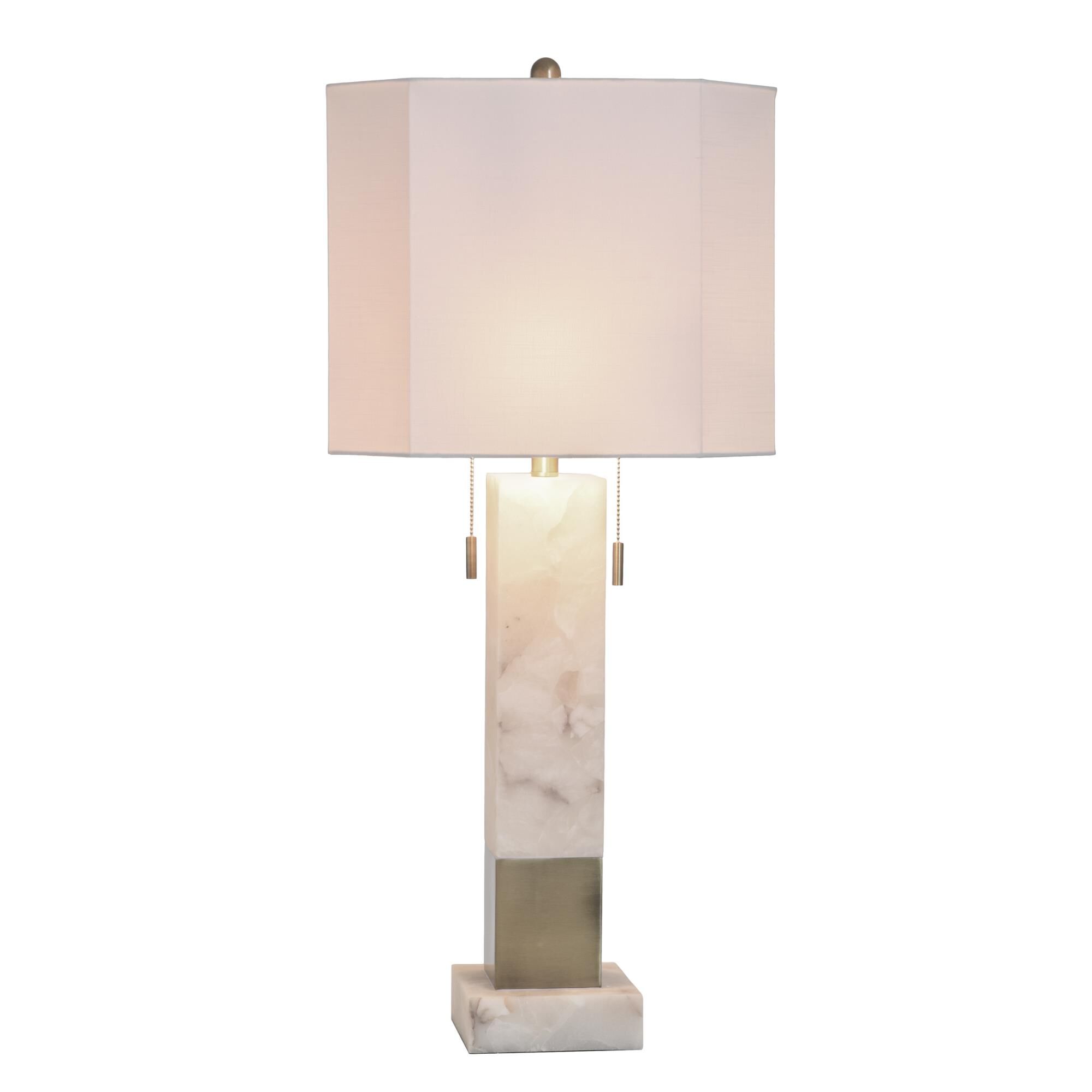 Shown in Brass finish and White shade