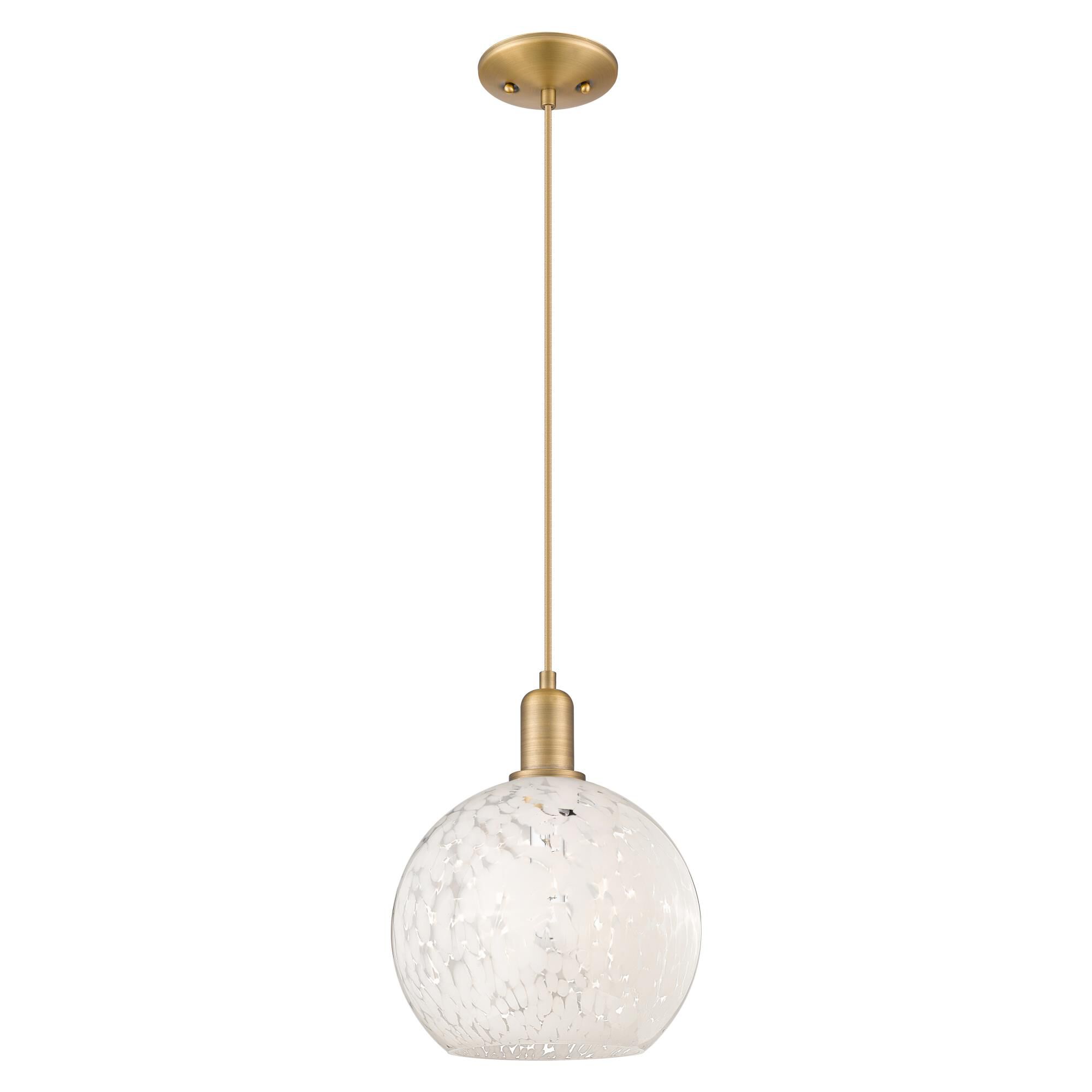 Shown in Brushed Brass finish and White Mouchette glass