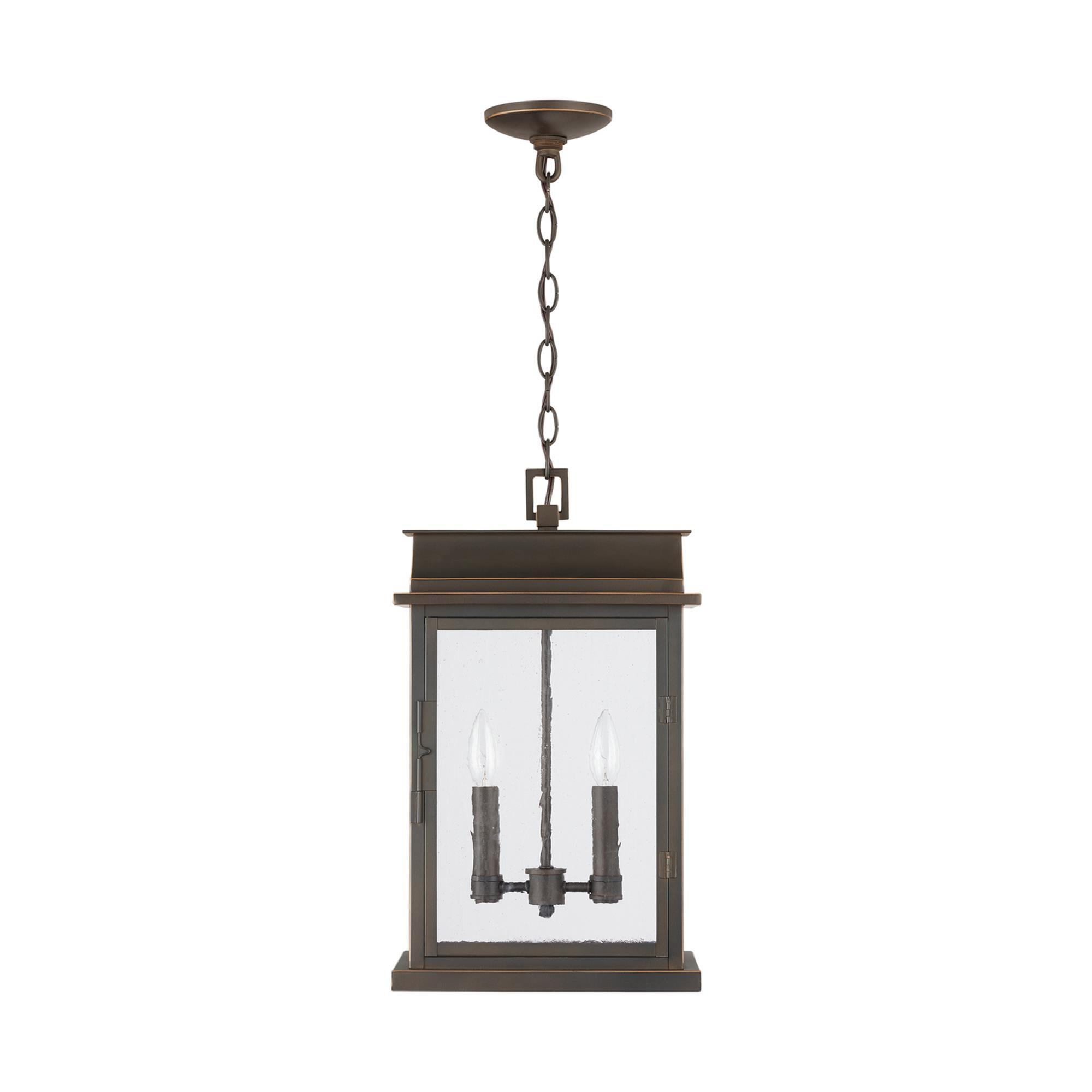 Shown in Oiled Bronze finish and Antiqued glass