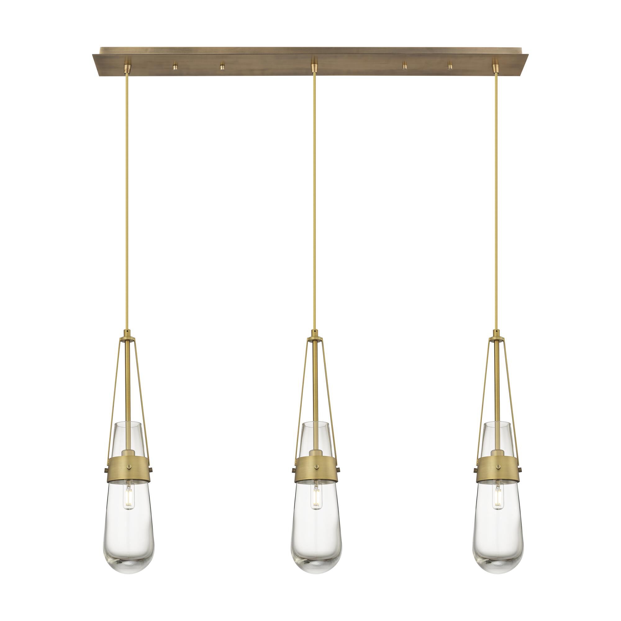 Shown in Brushed Brass finish and Clear glass and Clear Glass shade
