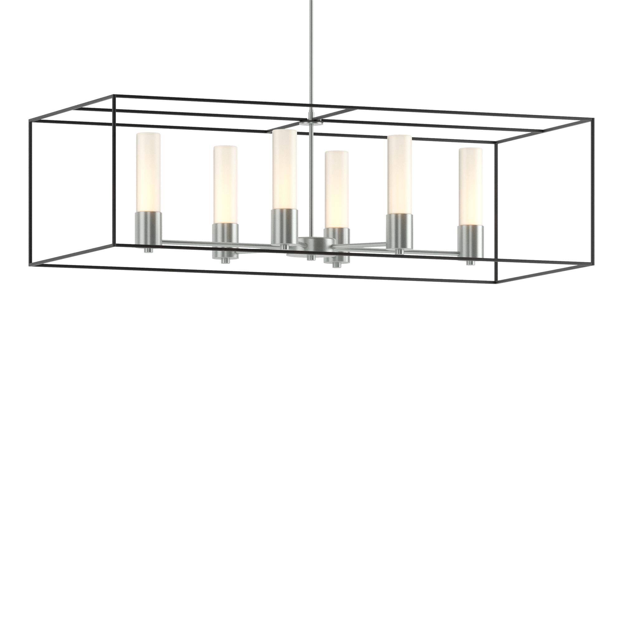 Shown in Vintage Platinum finish and Opal glass and Black accent