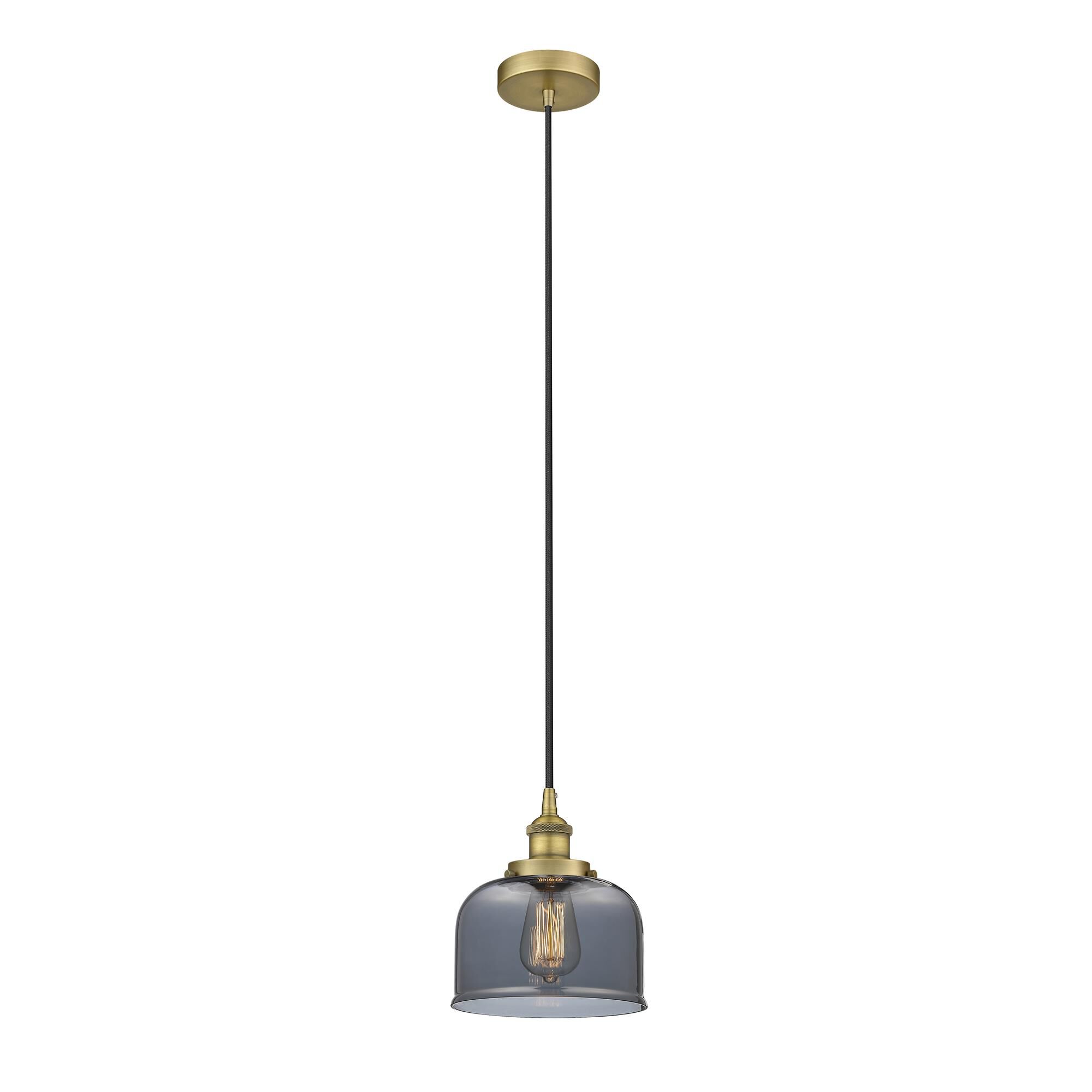 Shown in Brushed Brass finish and Plated Smoke glass