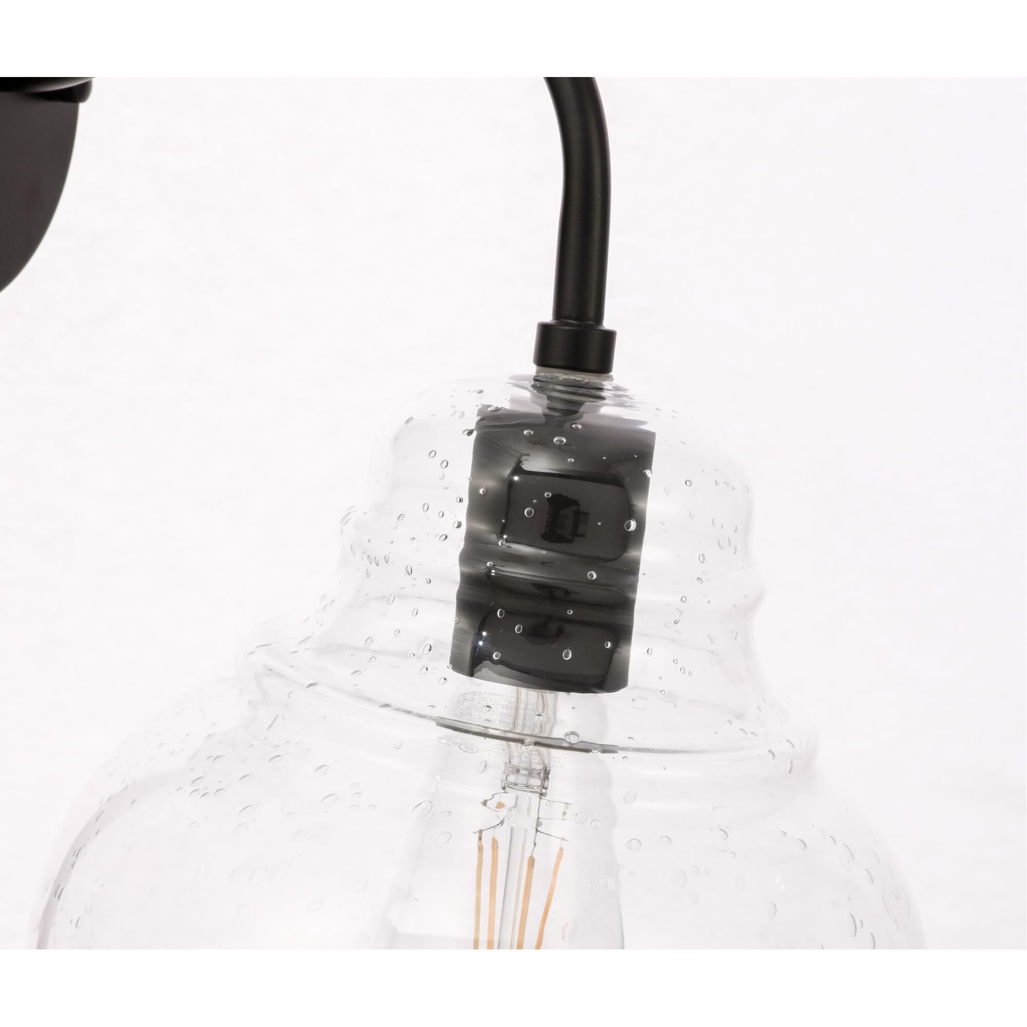 Shown in Black finish and Clear Bubble  glass