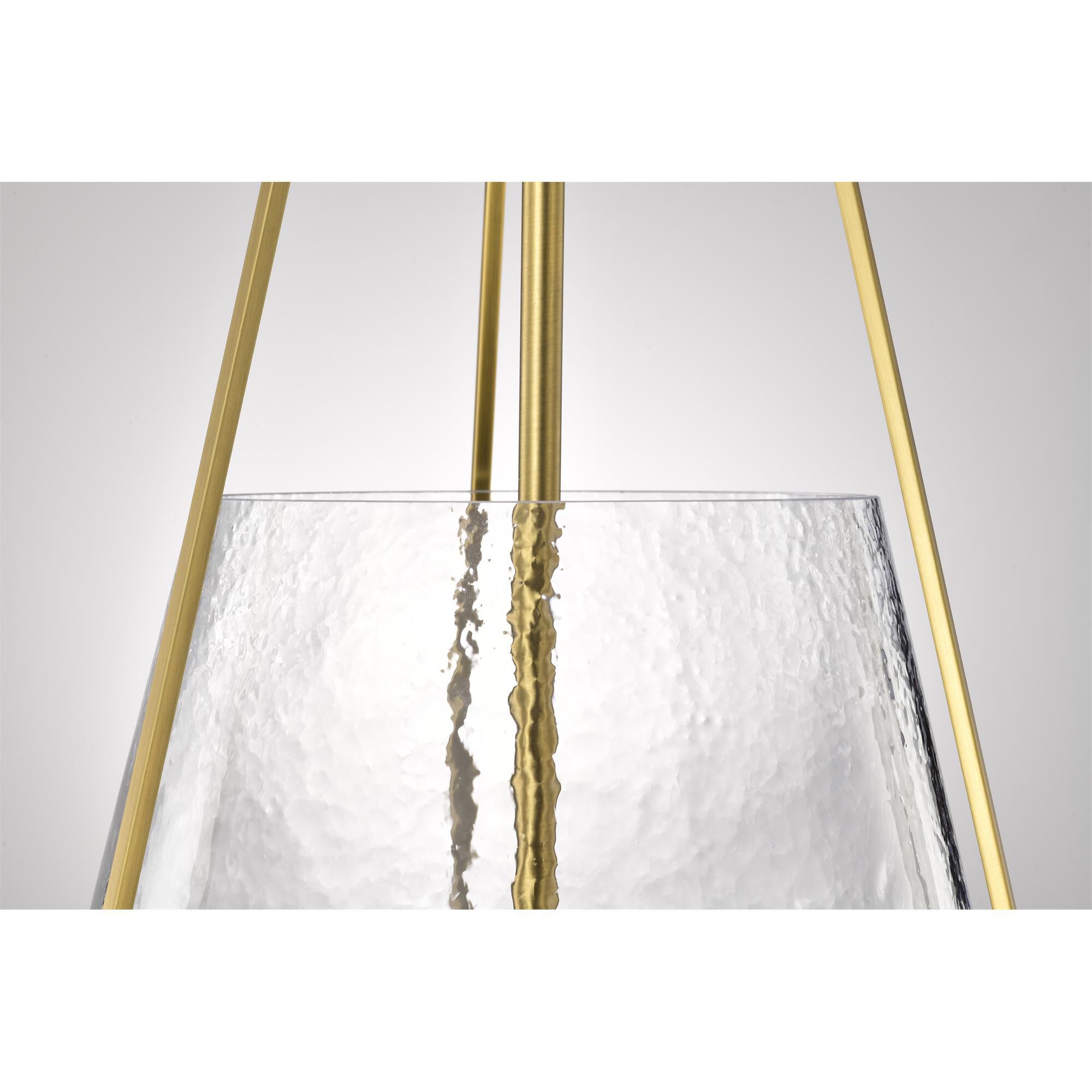 Shown in Vintage Brass finish and Hammered glass