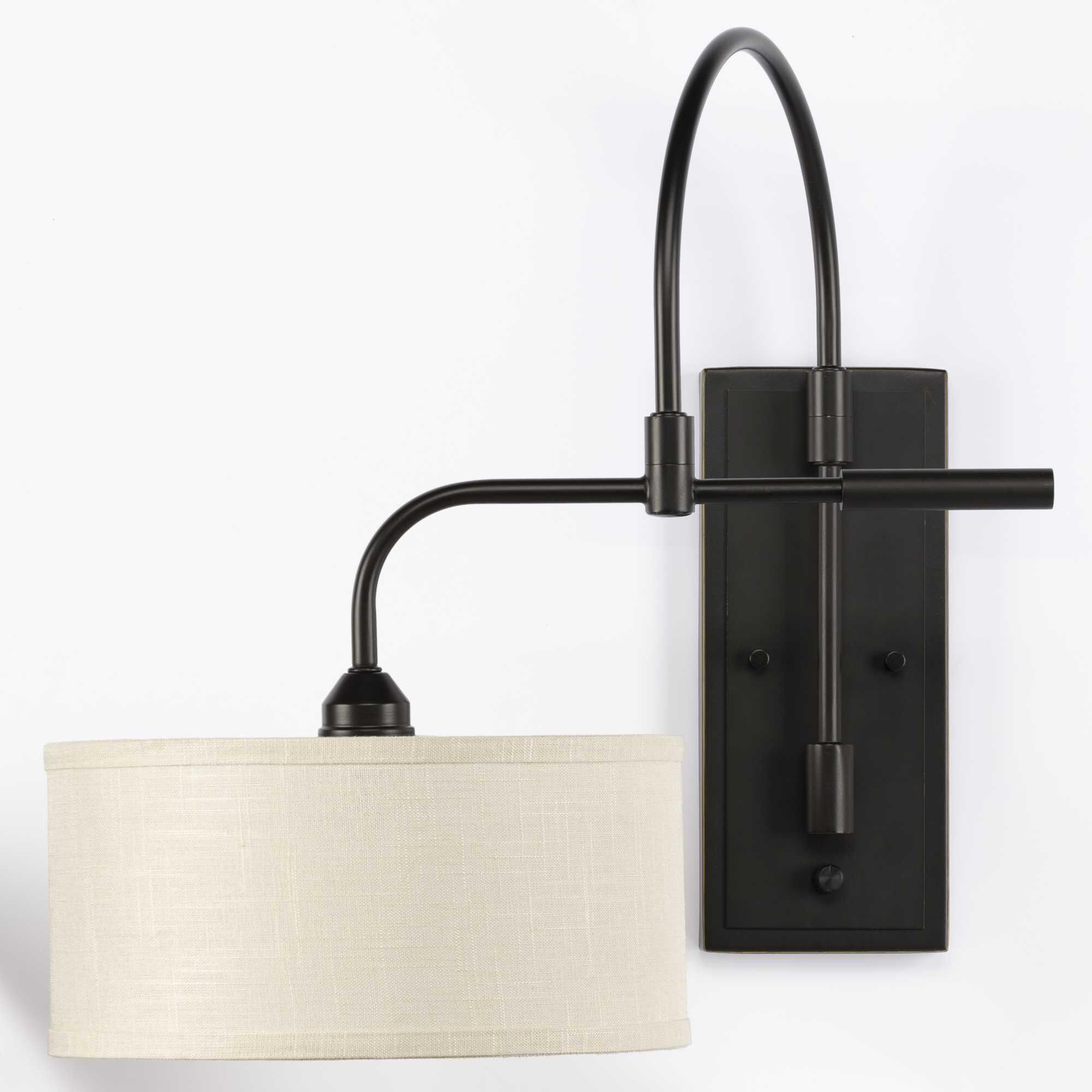 Shown in Antique Bronze finish and Harvest Linen Shade glass