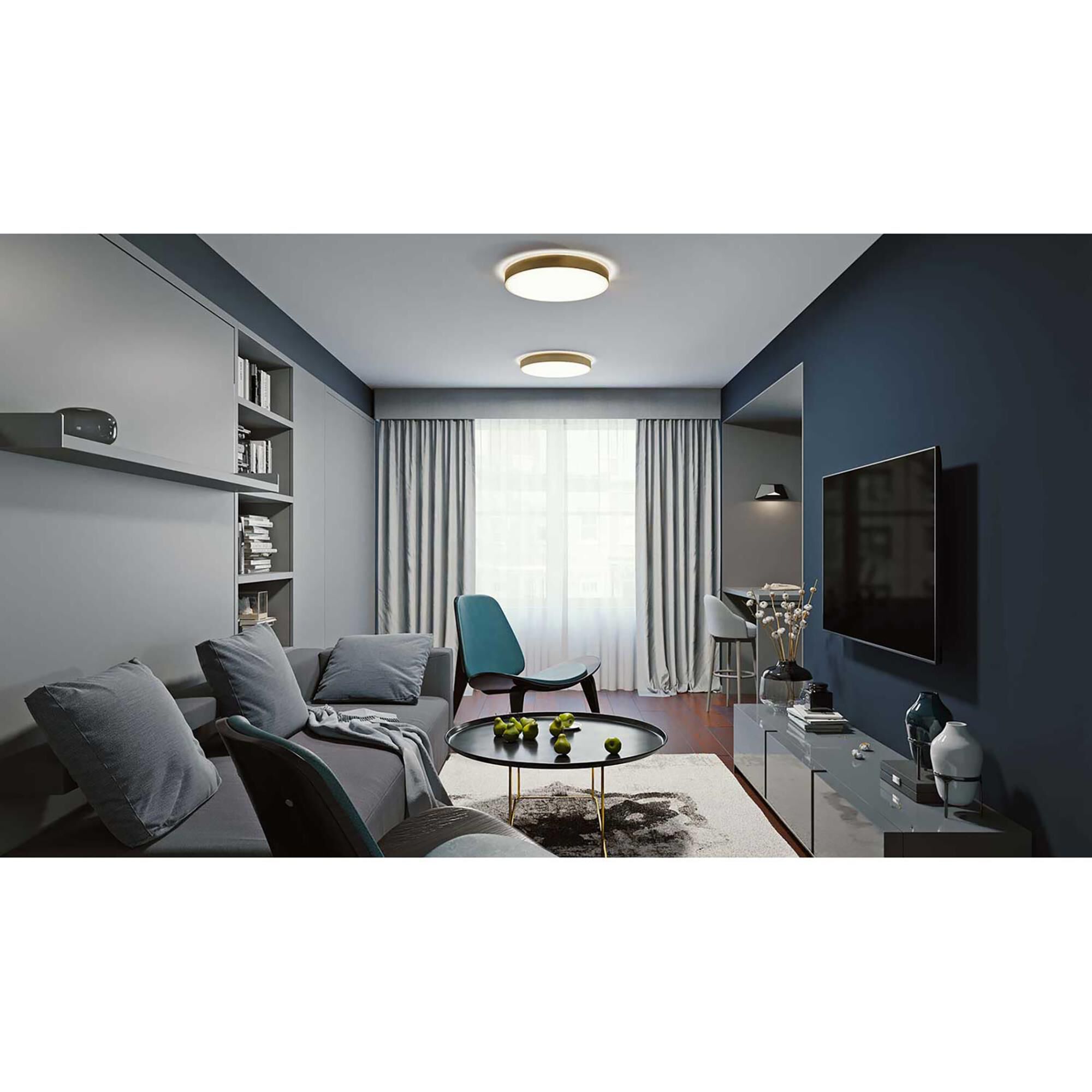 Shown in Satin Brass finish and White Acrylic shade