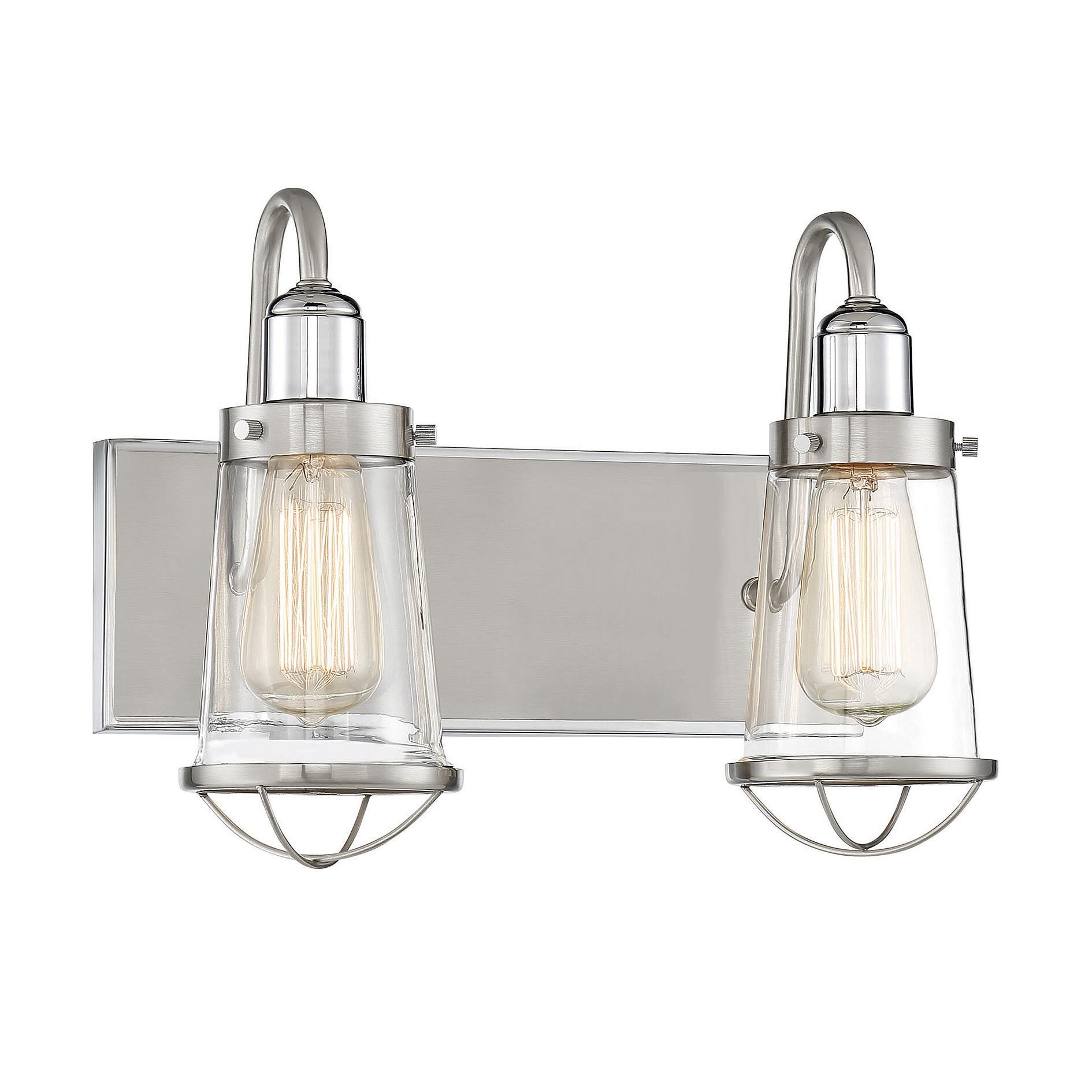 Shown in Satin Nickel W/ Polished Nickel Accents finish and Clear glass