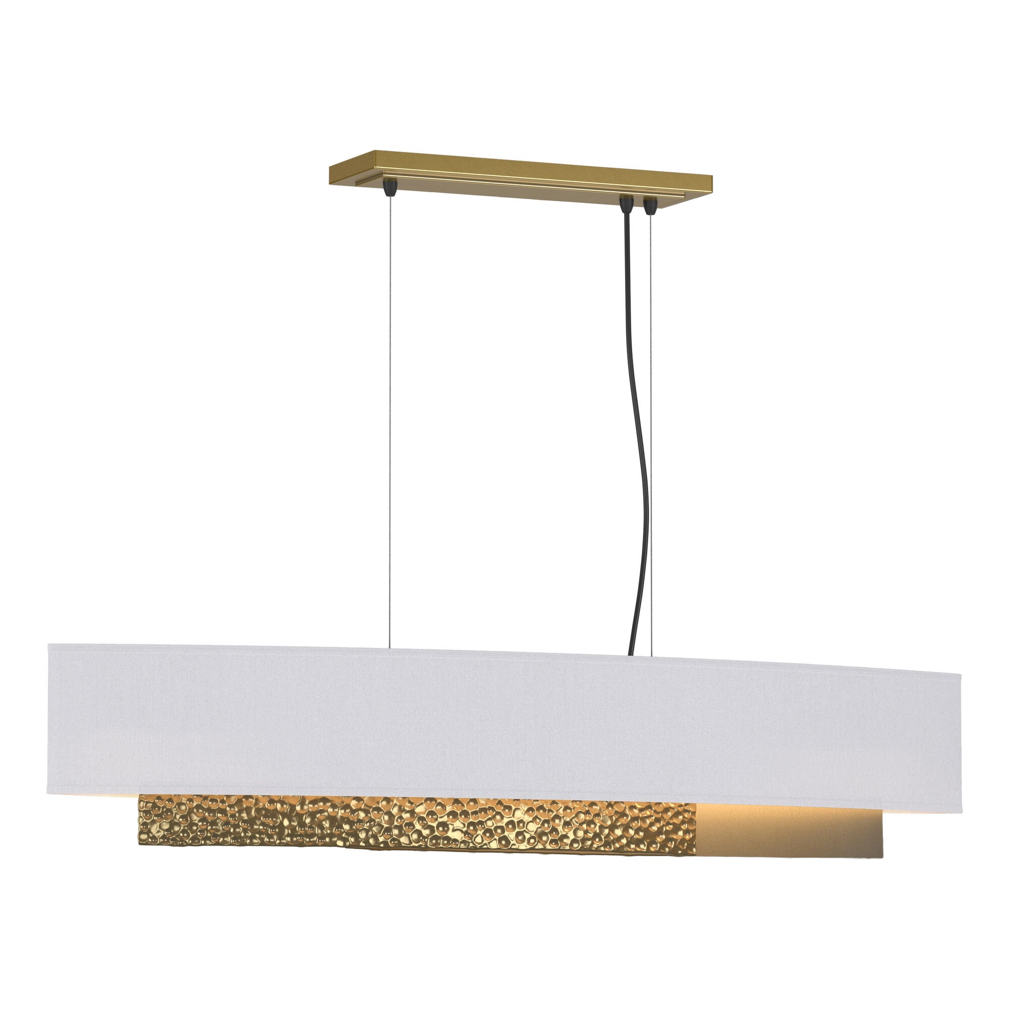 Shown in Modern Brass finish and Natural Anna shade