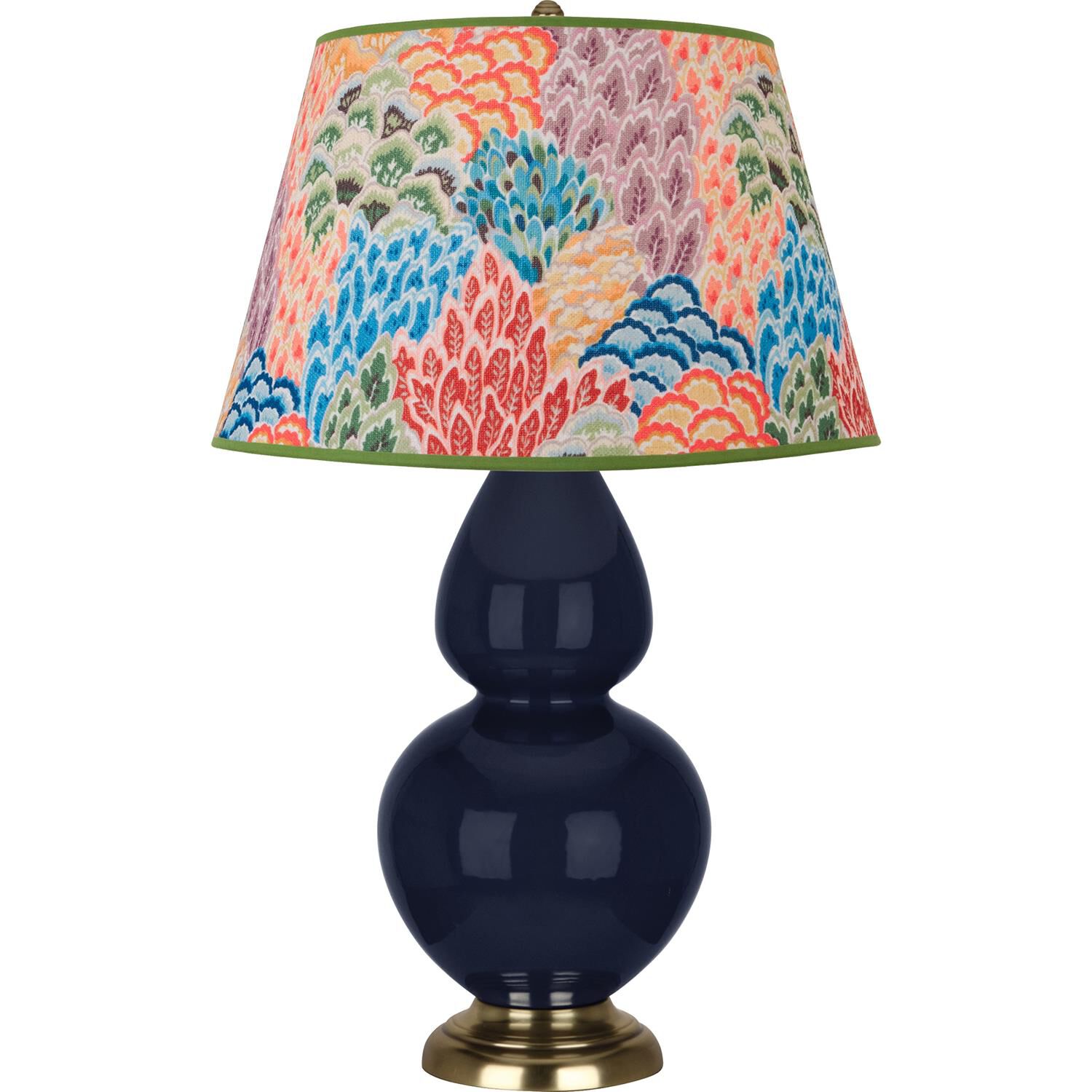 Shown in Midnight Blue finish and Multicolor shade and Antique Brass accent