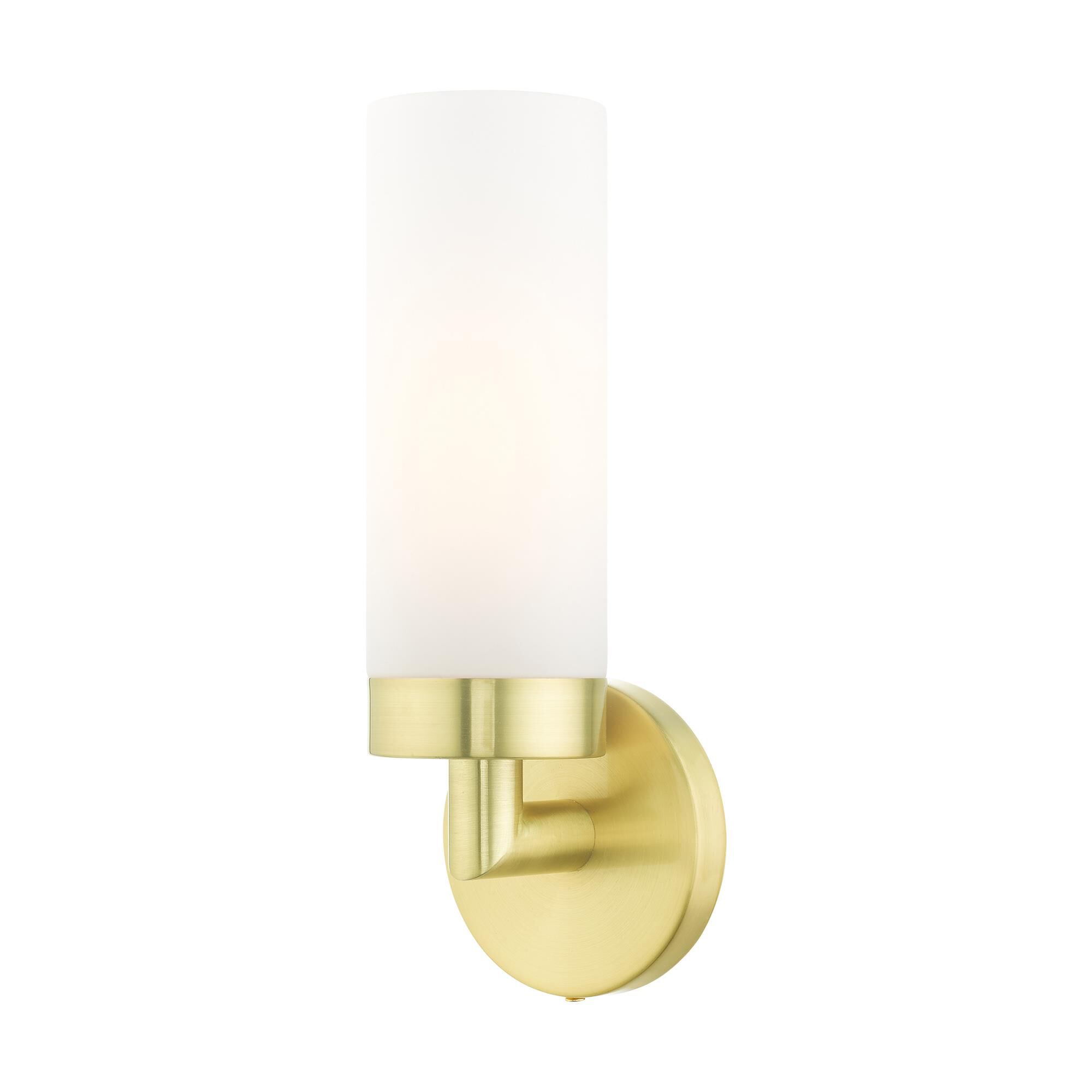 Shown in Satin Brass finish and Hand Blown Satin Opal White glass