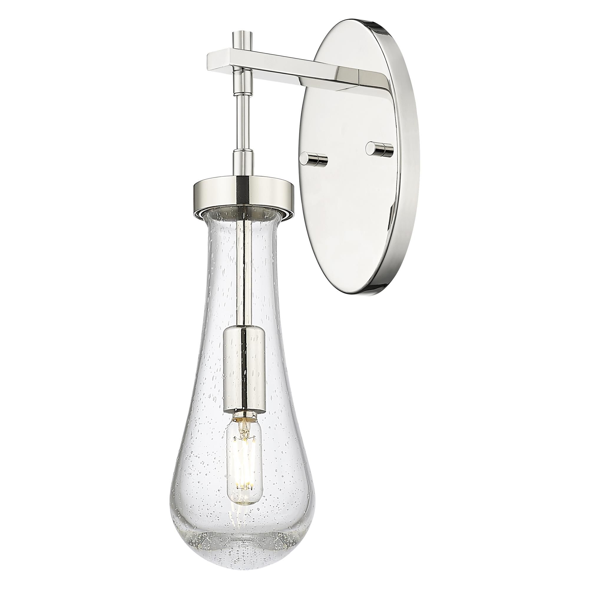 Shown in Polished Nickel finish and Seedy glass