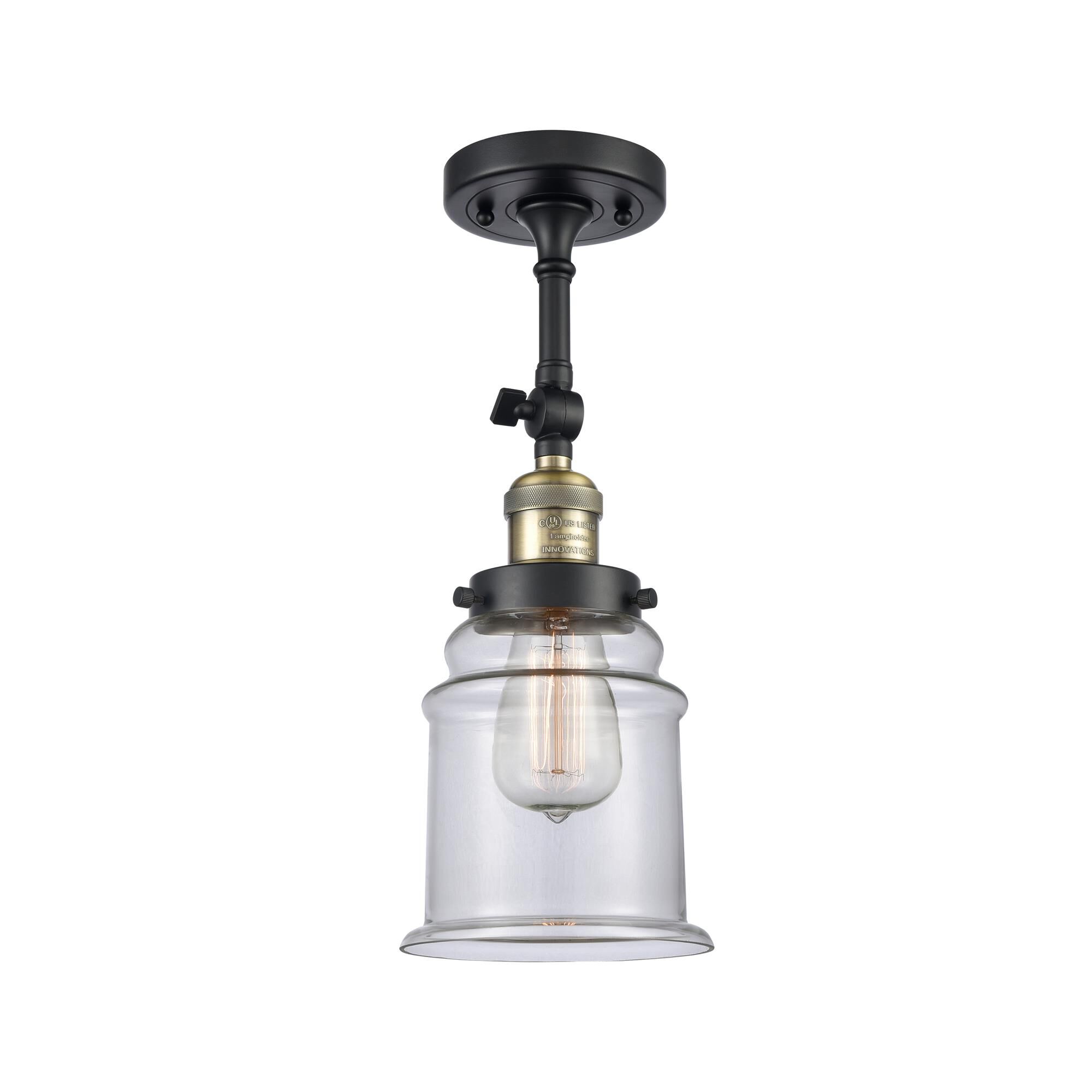 Shown in Black Antique Brass finish and Clear glass and None accent